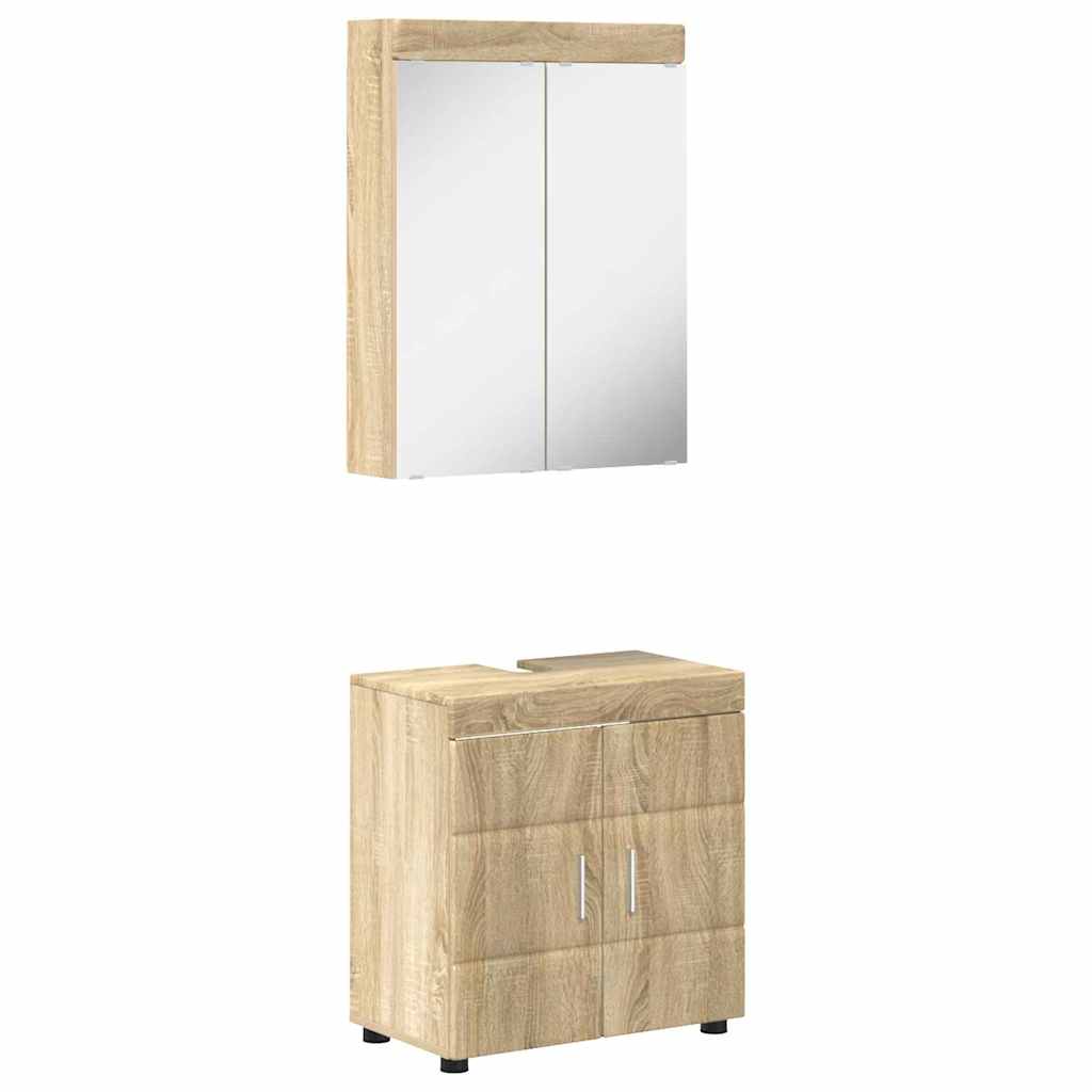 Badrumsmöbelset TULUM 2 st Sonoma-ek 60 x 34 x 63 cm