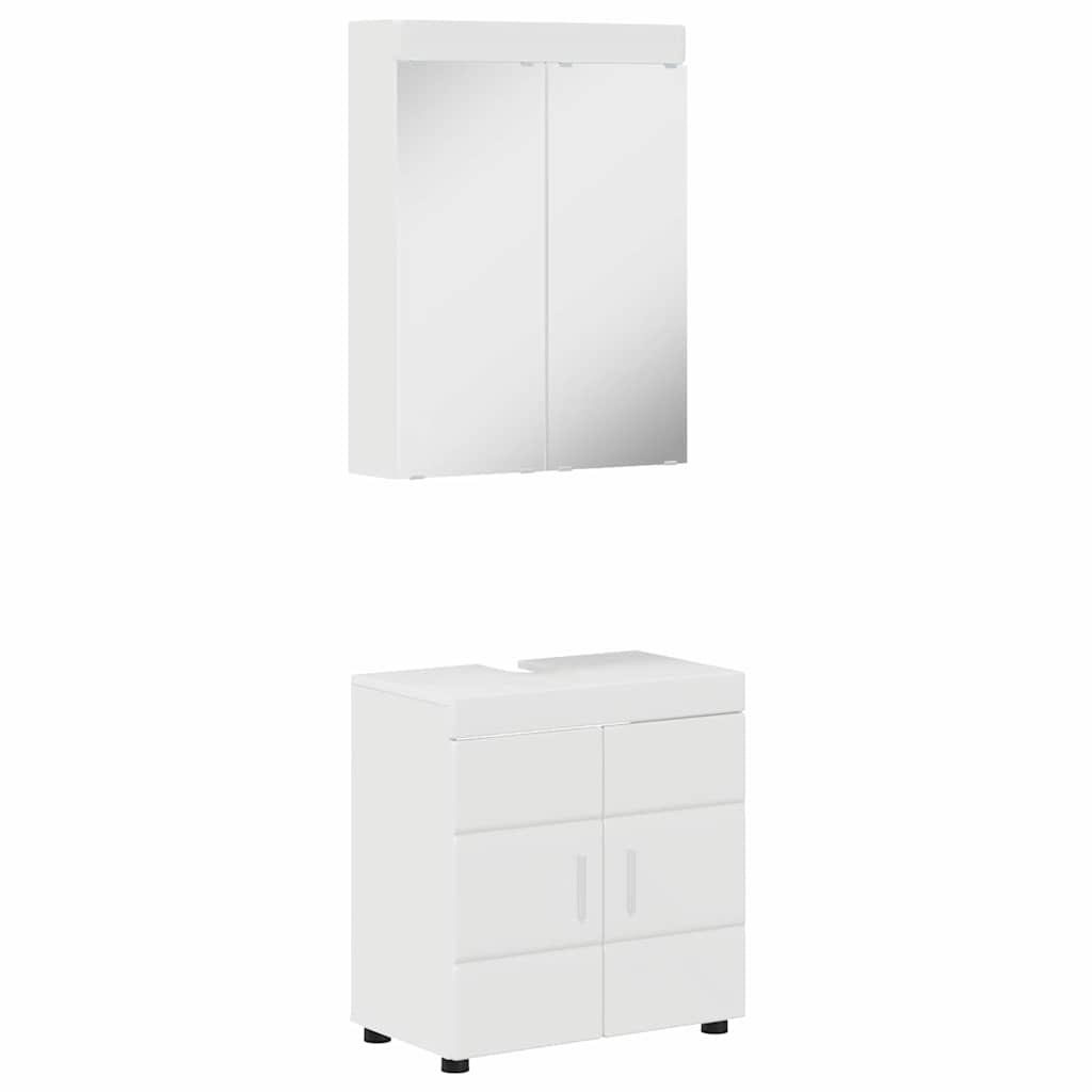 Badrumsmöbelset TULUM 2 st Högblanka vita 60 x 34 x 63 cm