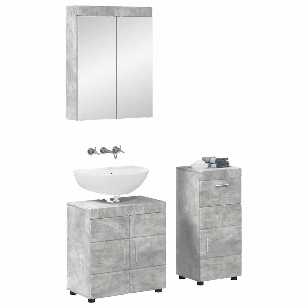 Badrumsmöbelset TULUM 3 pcs Betonggrå 60 x 34 x 63 cm