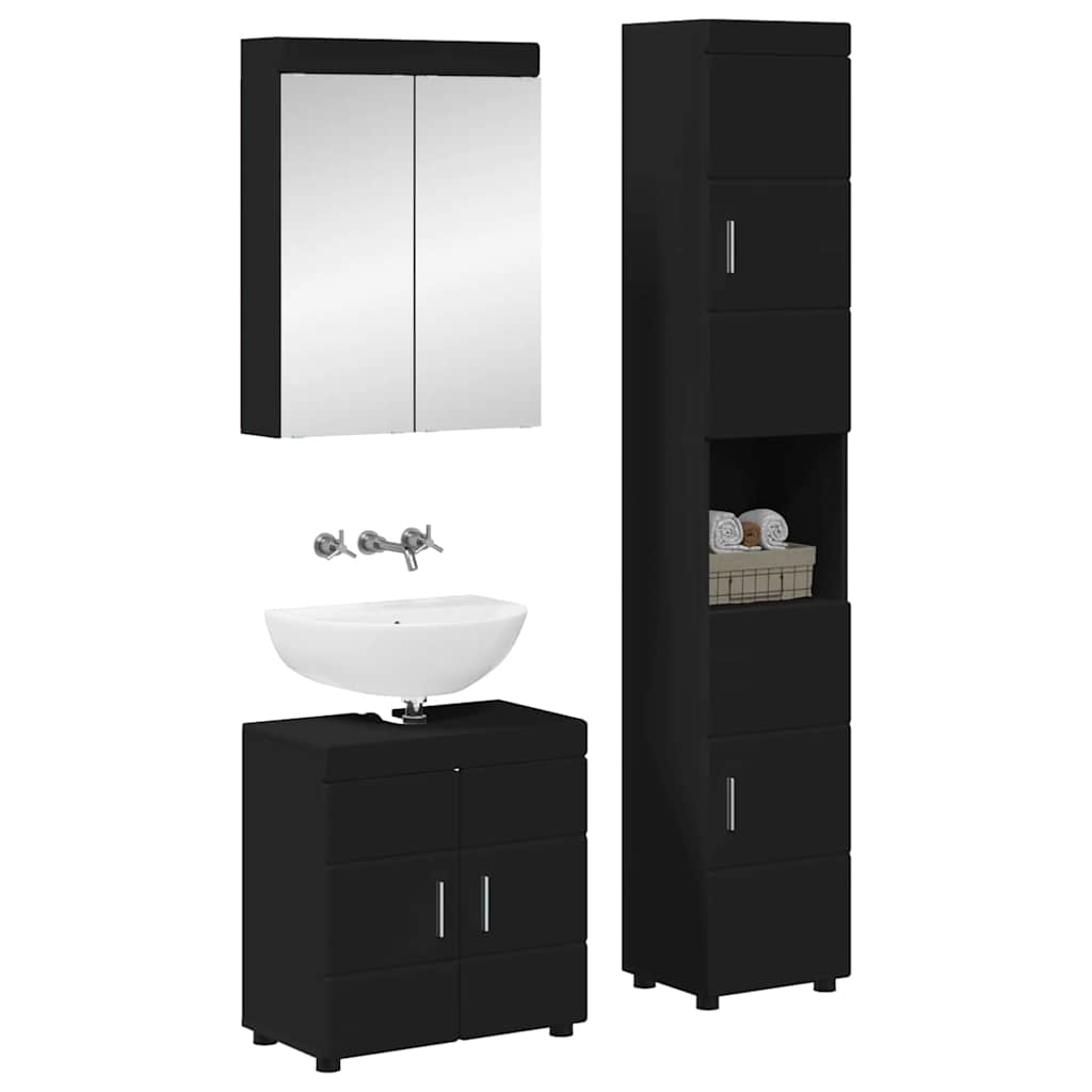 Badrumsmöbelset TULUM 3 st Svart 60 x 34 x 63 cm