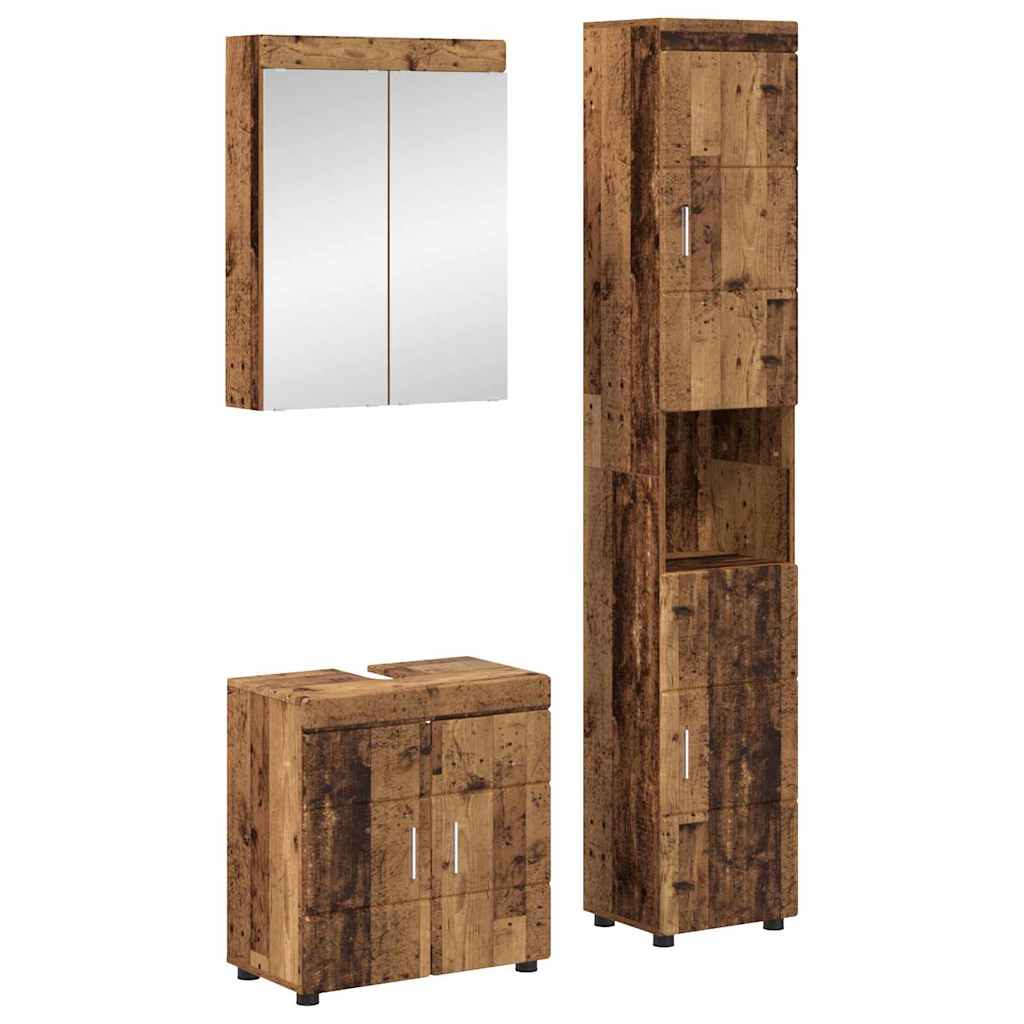 Badrumsmöbelset TULUM 3 pcs Gammalt trä 60 x 34 x 63 cm