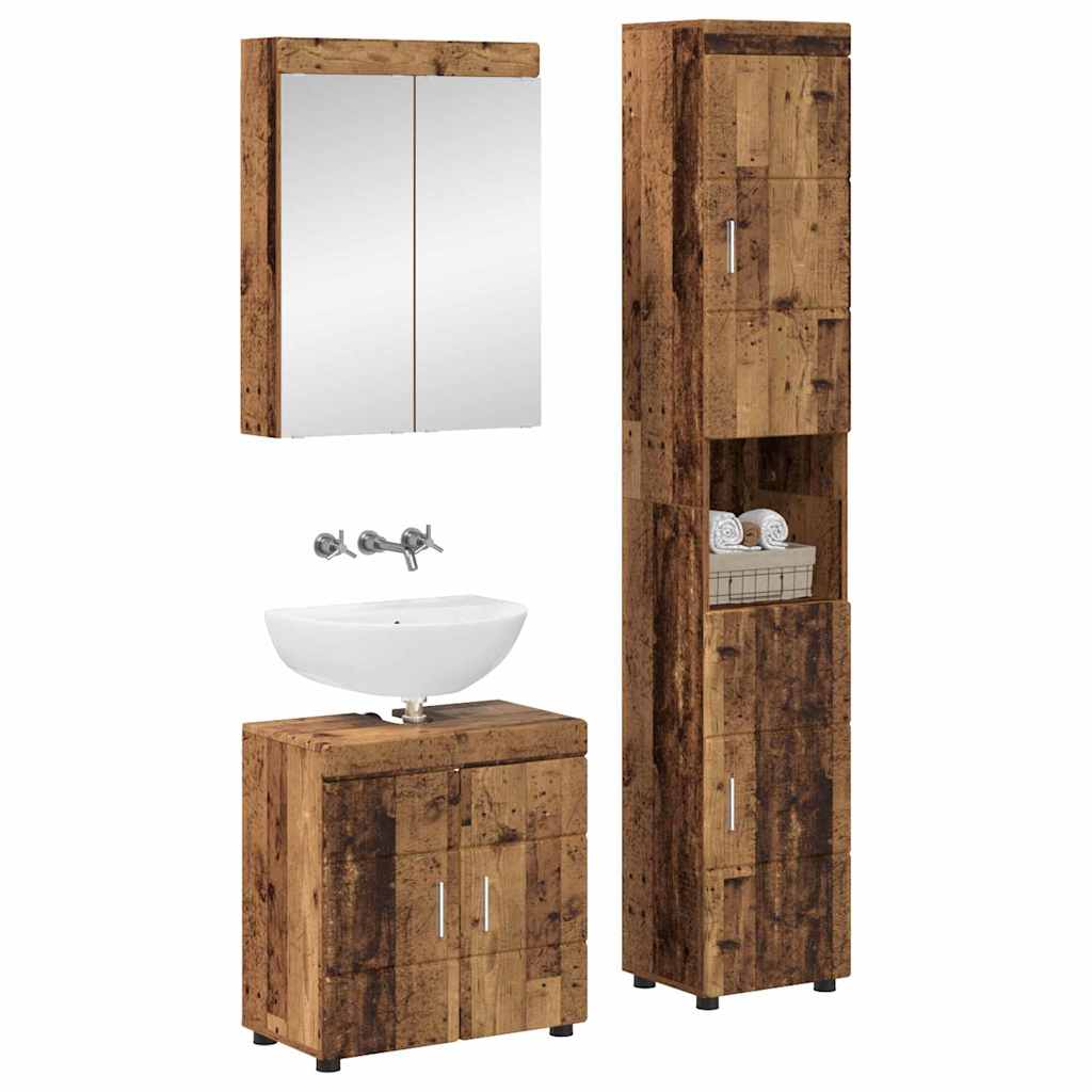 Badrumsmöbelset TULUM 3 pcs Gammalt trä 60 x 34 x 63 cm