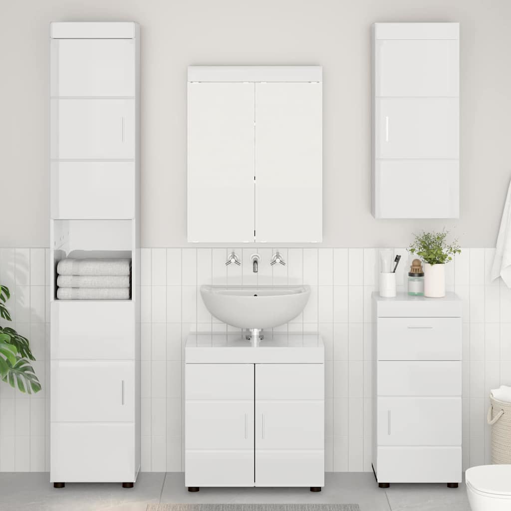 Badrumsmöbelset TULUM 5 pcs Högblanka vita 60 x 34 x 63 cm