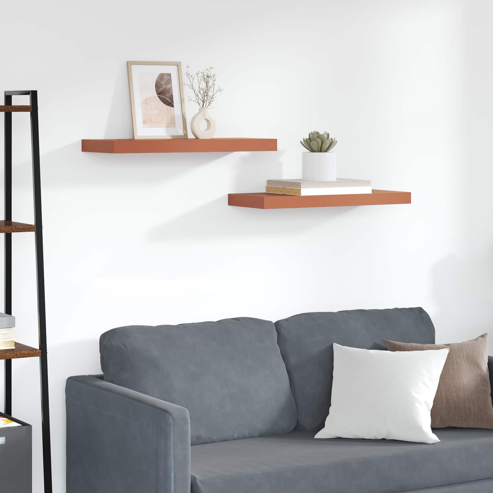 Vägg hylla 2 st Röd 60 x 23,5 x 3,8 cm Konstruerat trä