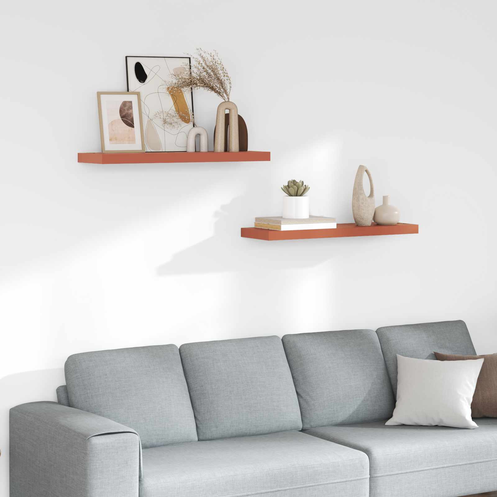 Vägg hylla 2 st Röd 80 x 23,5 x 3,8 cm Konstruerat trä