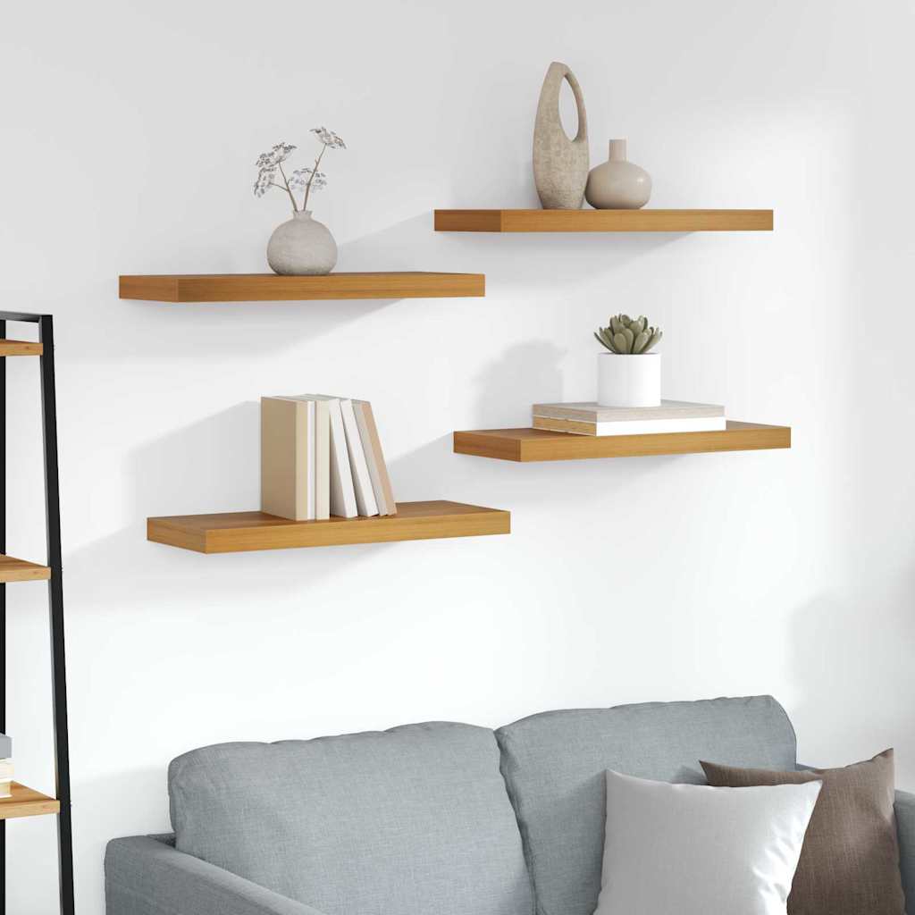 Vägg hylla 4 st Brun 60 x 23,5 x 3,8 cm Konstruerat trä