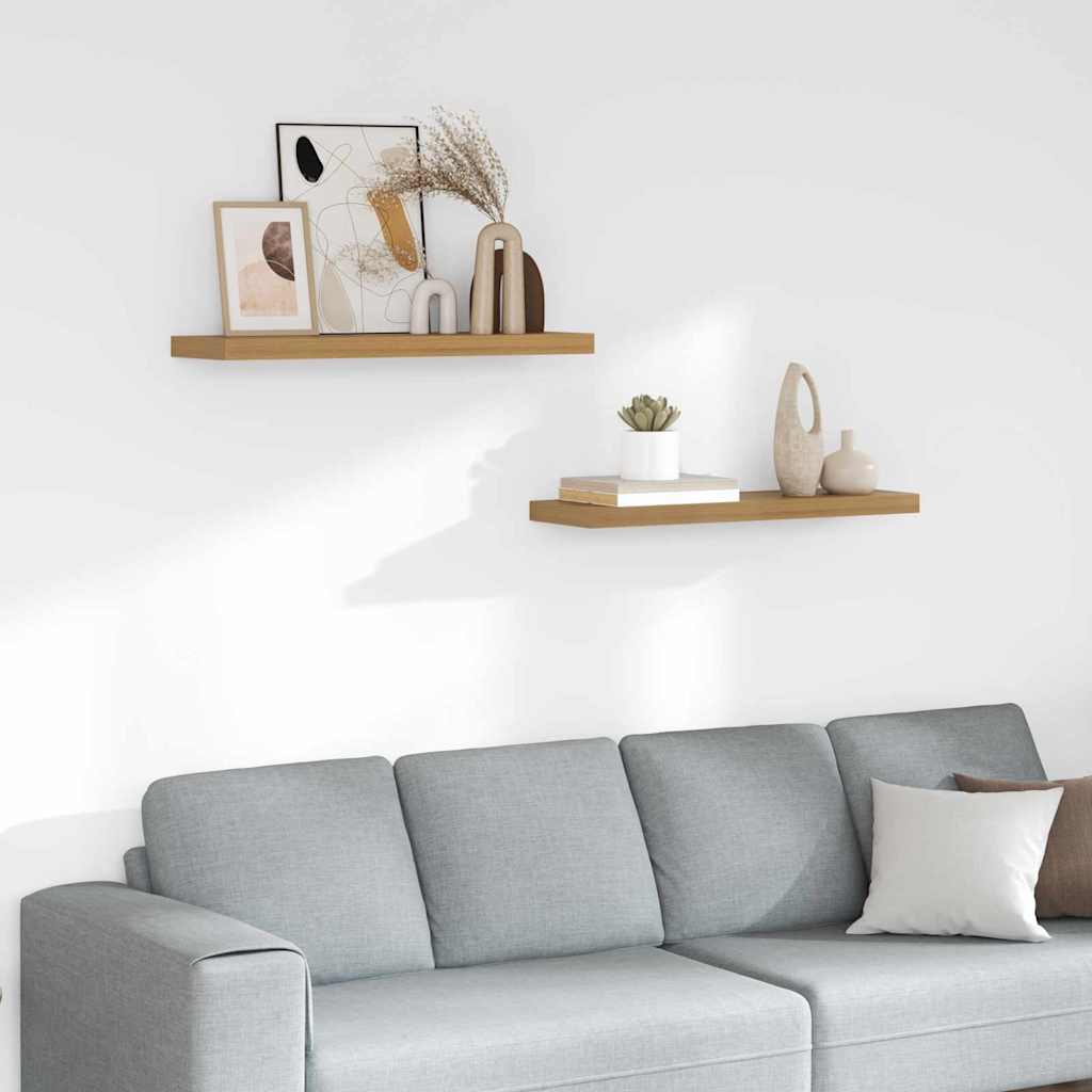 Vägg hylla 2 st Brun 80 x 23,5 x 3,8 cm Konstruerat trä