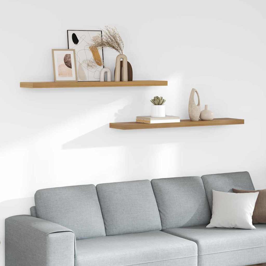 Vägg hylla 2 st Brun 120 x 23,5 x 3,8 cm Konstruerat trä