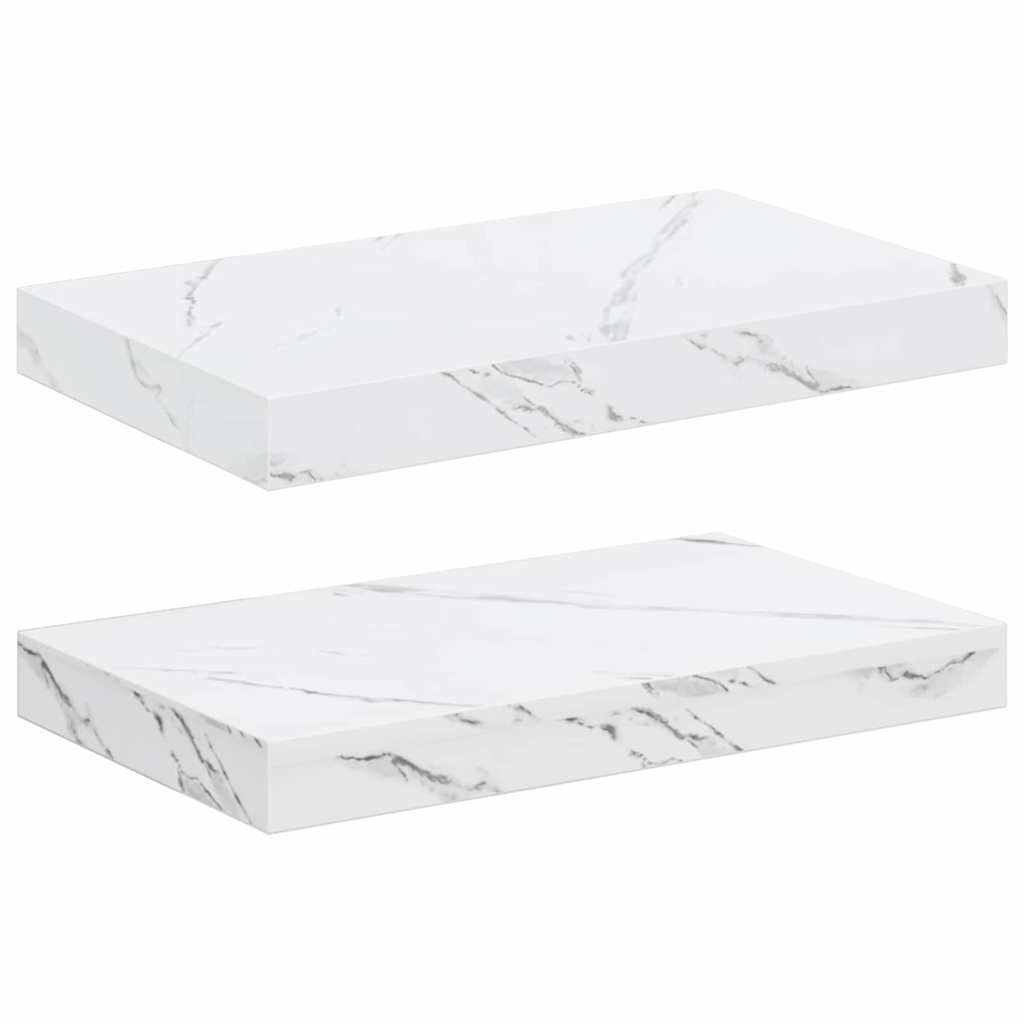 Vägg hylla 2 st Vit marmor 40 x 23,5 x 3,8 cm Konstruerat trä