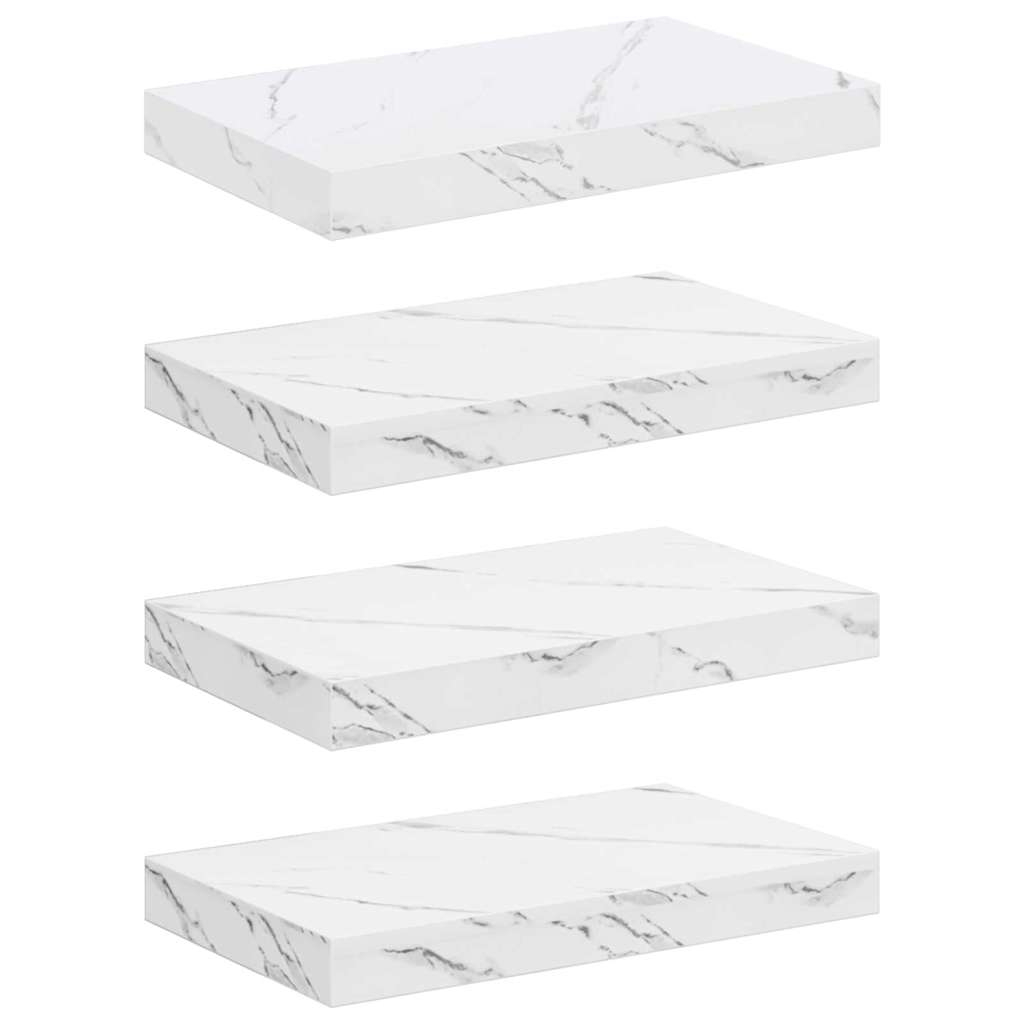 Vägg hylla 4 st Vit marmor 40 x 23,5 x 3,8 cm Konstruerat trä
