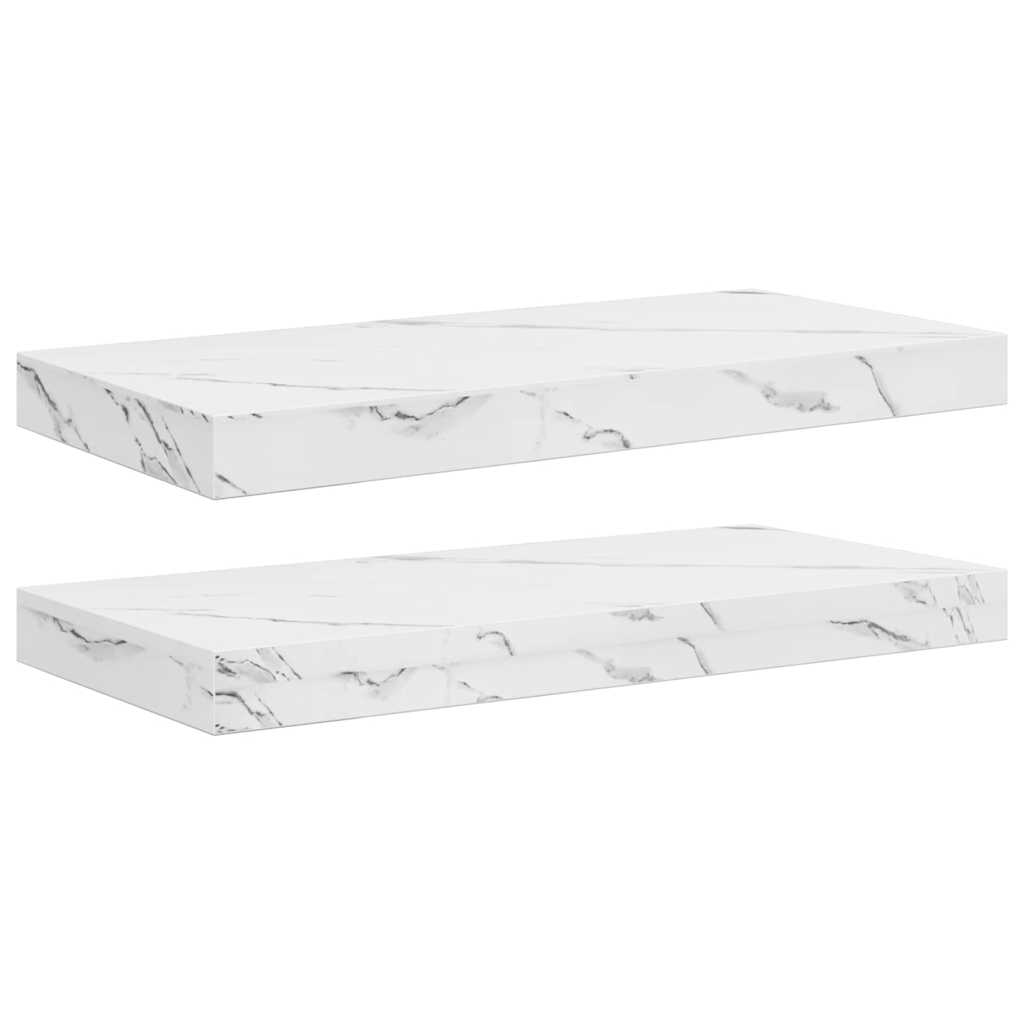 Vägg hylla 2 st Vit marmor 50 x 23,5 x 3,8 cm Konstruerat trä
