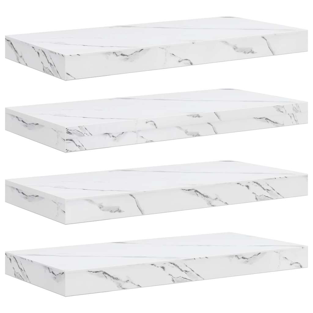 Vägg hylla 4 st Vit marmor 50 x 23,5 x 3,8 cm Konstruerat trä