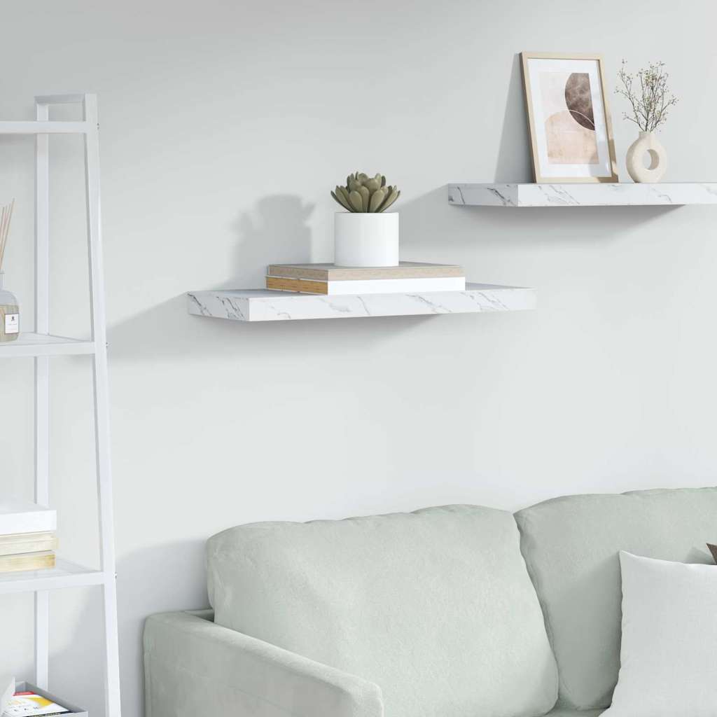 Vägg hylla Väggmonterat Vit marmor 60 x 23,5 x 3,8 cm