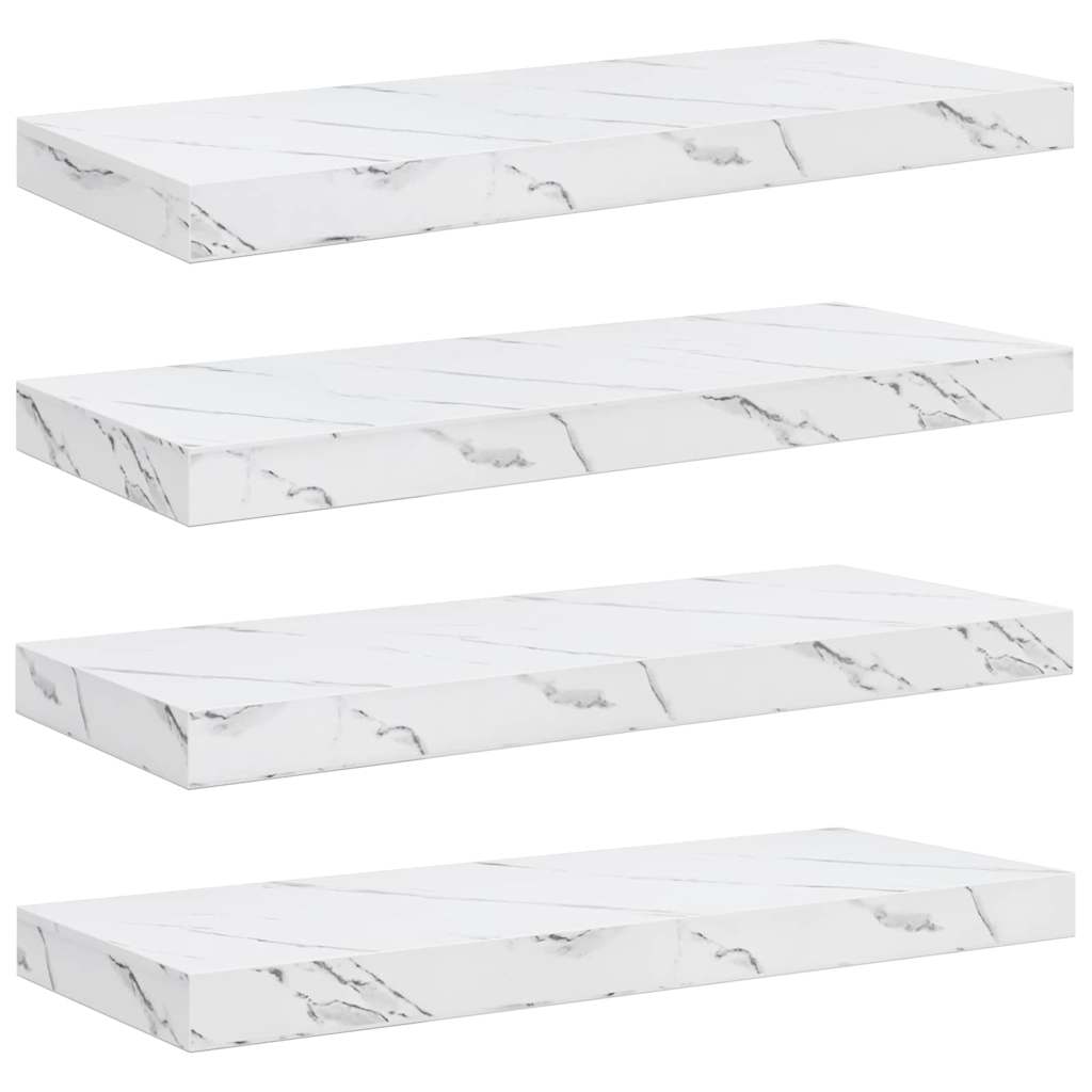 Vägg hylla 4 st Vit marmor 60 x 23,5 x 3,8 cm Konstruerat trä
