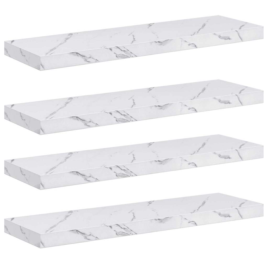 Vägg hylla 4 st Vit marmor 80 x 23,5 x 3,8 cm Konstruerat trä