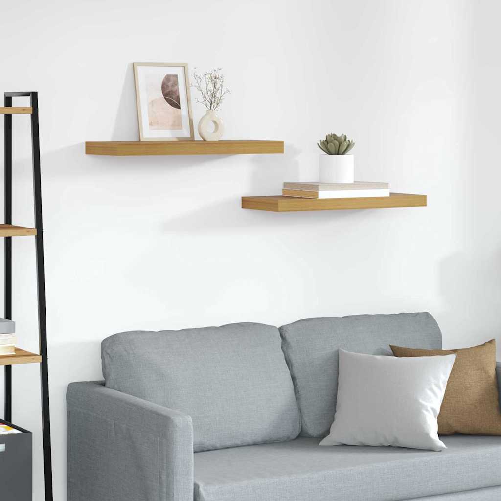 Vägg hylla 2 st Beige 60 x 23,5 x 3,8 cm Konstruerat trä
