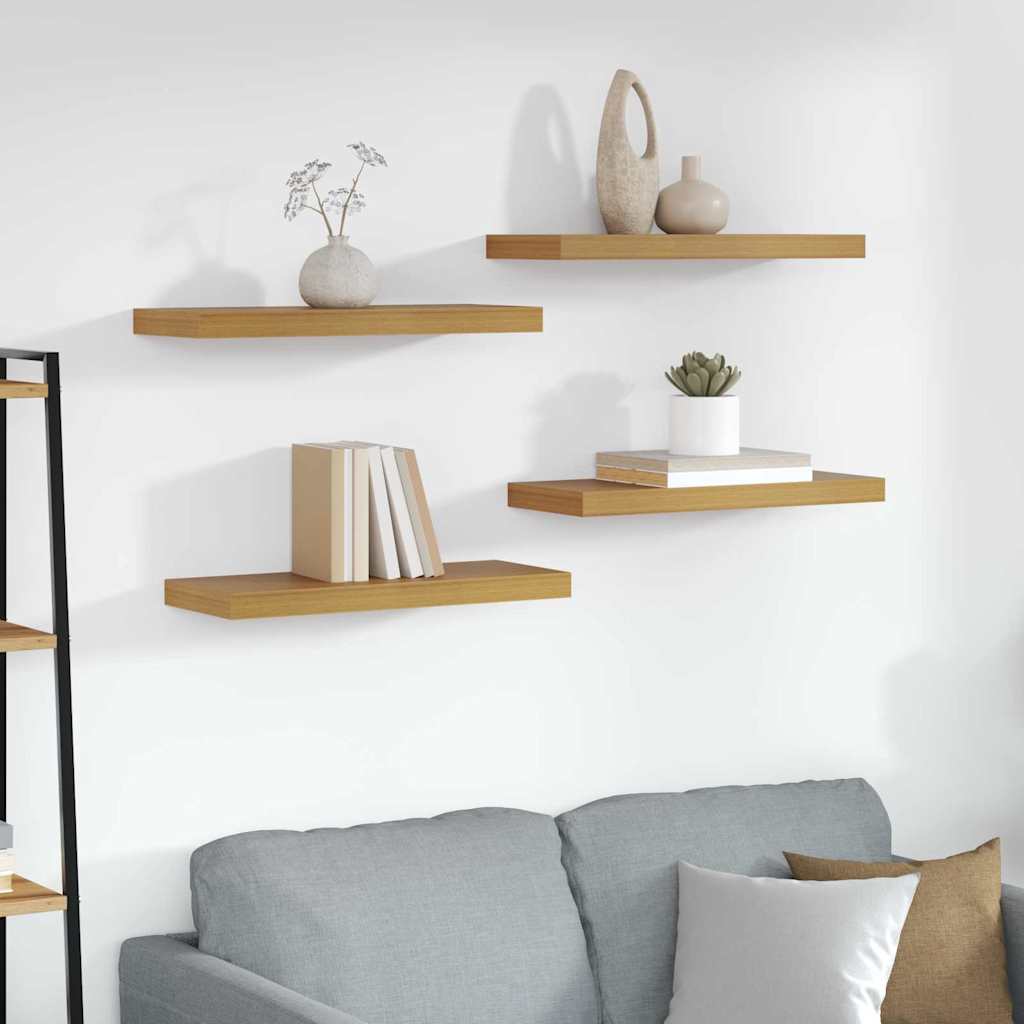 Vägg hylla 4 st Beige 60 x 23,5 x 3,8 cm Konstruerat trä