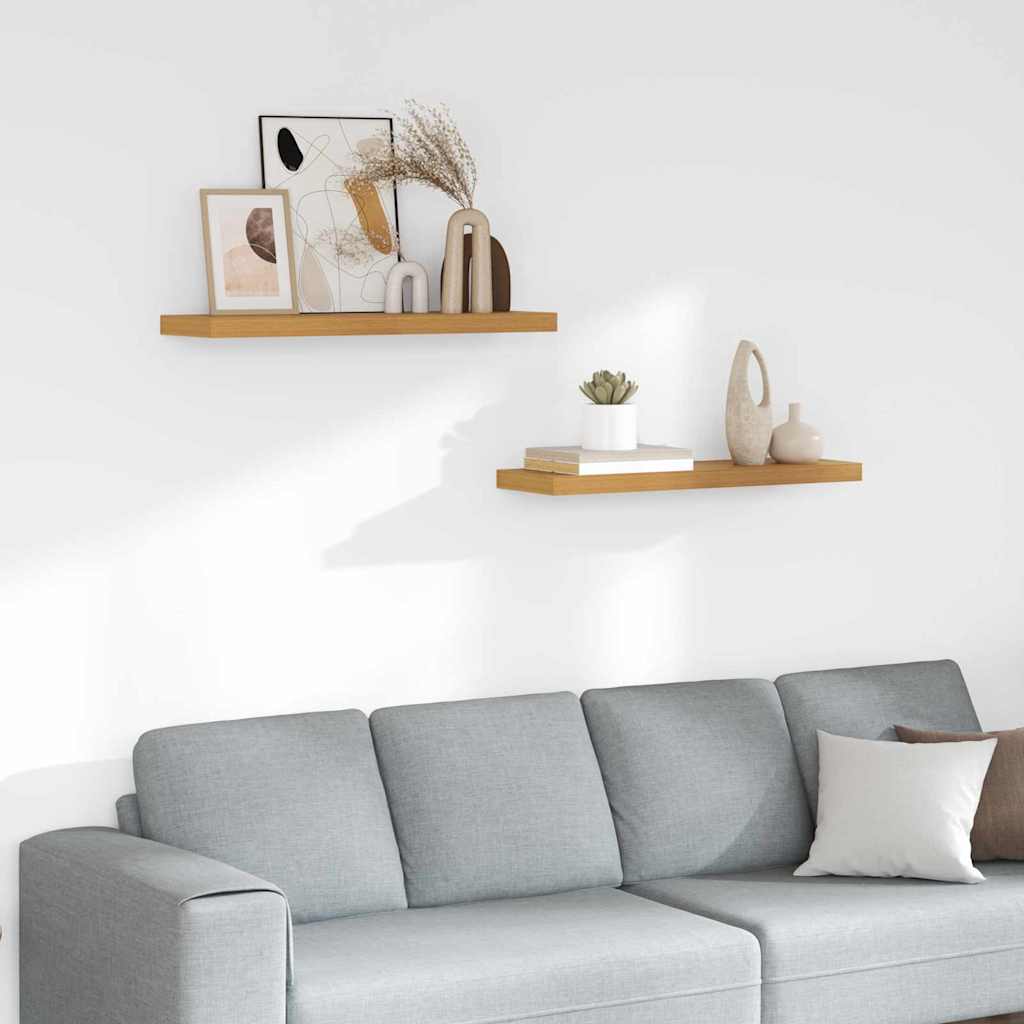 Vägg hylla 2 st Beige 80 x 23,5 x 3,8 cm Konstruerat trä