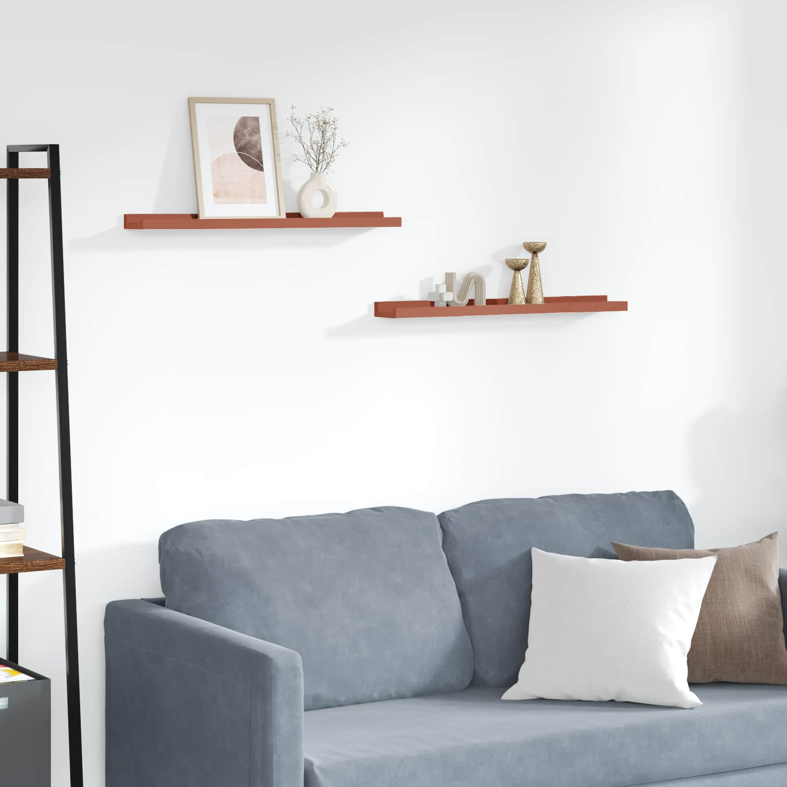 Vägg hylla 2 st Röd 60 x 9 x 3 cm Konstruerat trä