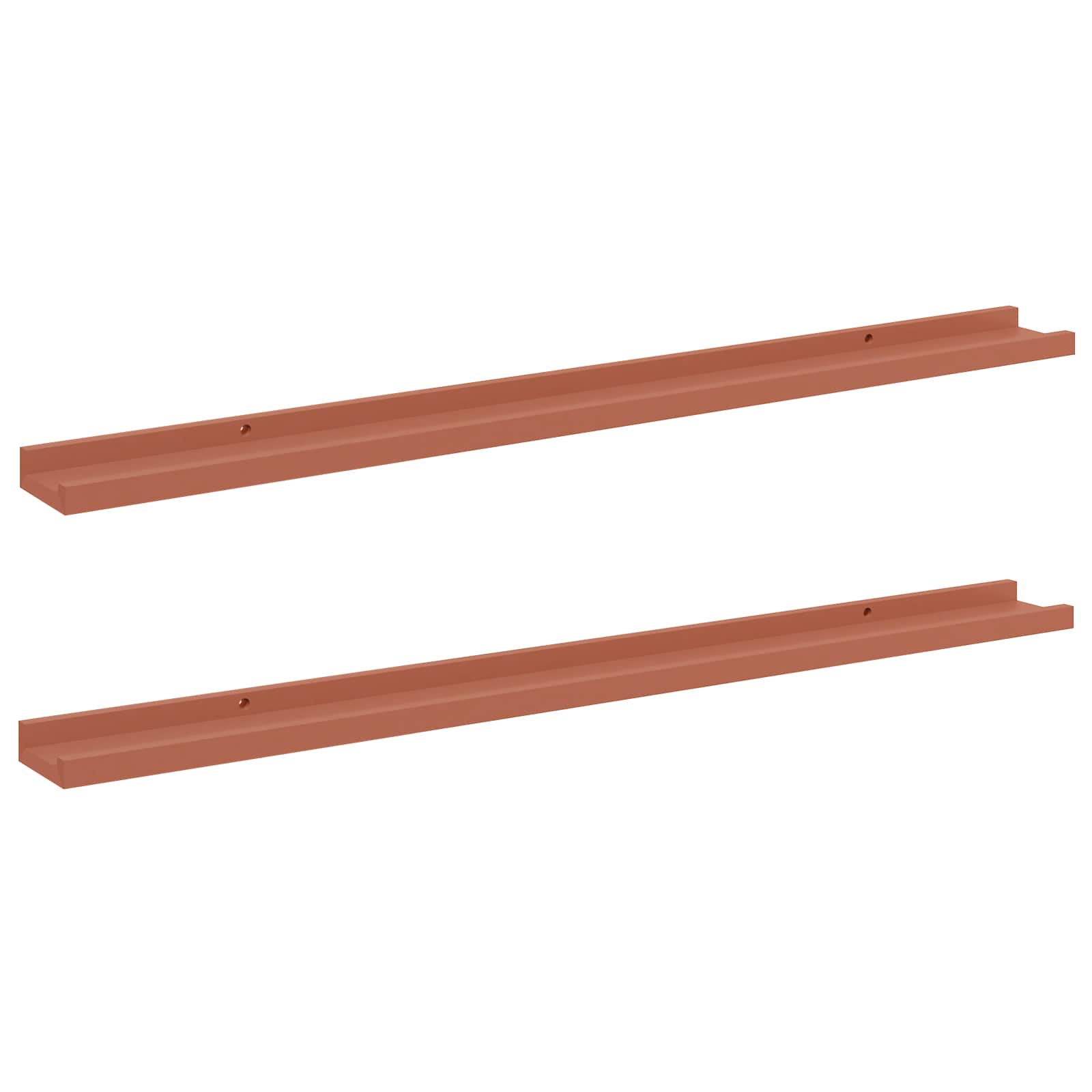 Vägg hylla 2 st Röd 100 x 9 x 3 cm Konstruerat trä