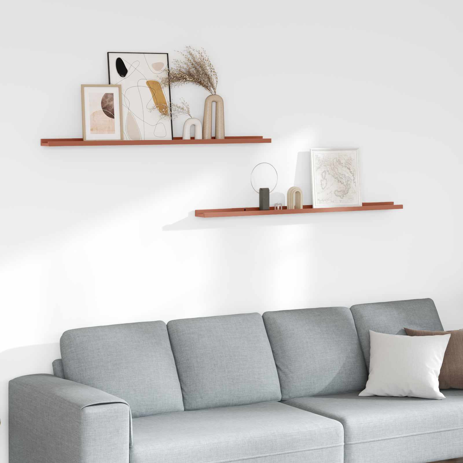 Vägg hylla 2 st Röd 115 x 9 x 3 cm Konstruerat trä