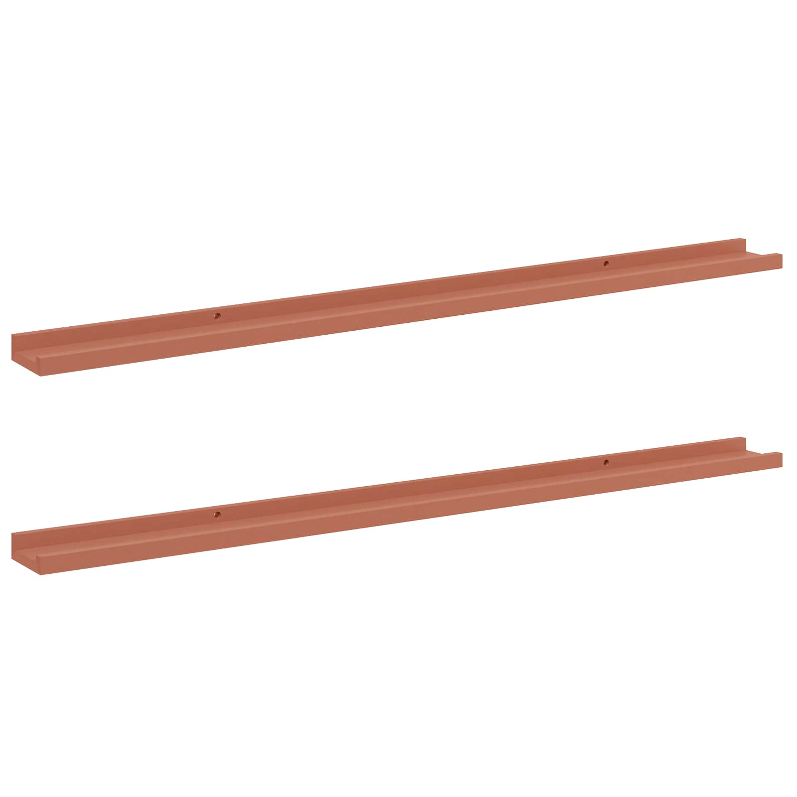 Vägg hylla 2 st Röd 115 x 9 x 3 cm Konstruerat trä