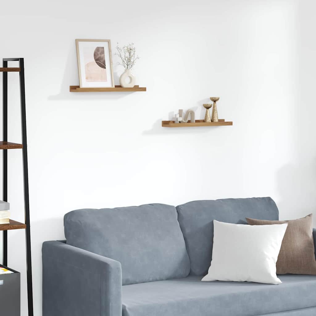 Vägg hylla 2 st Brun 40 x 9 x 3 cm Konstruerat trä