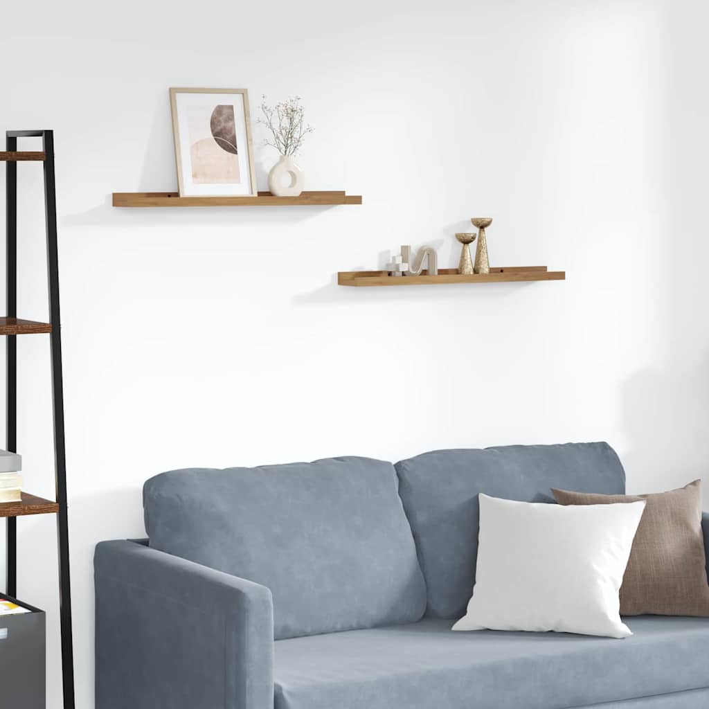 Vägg hylla 2 st Brun 60 x 9 x 3 cm Konstruerat trä