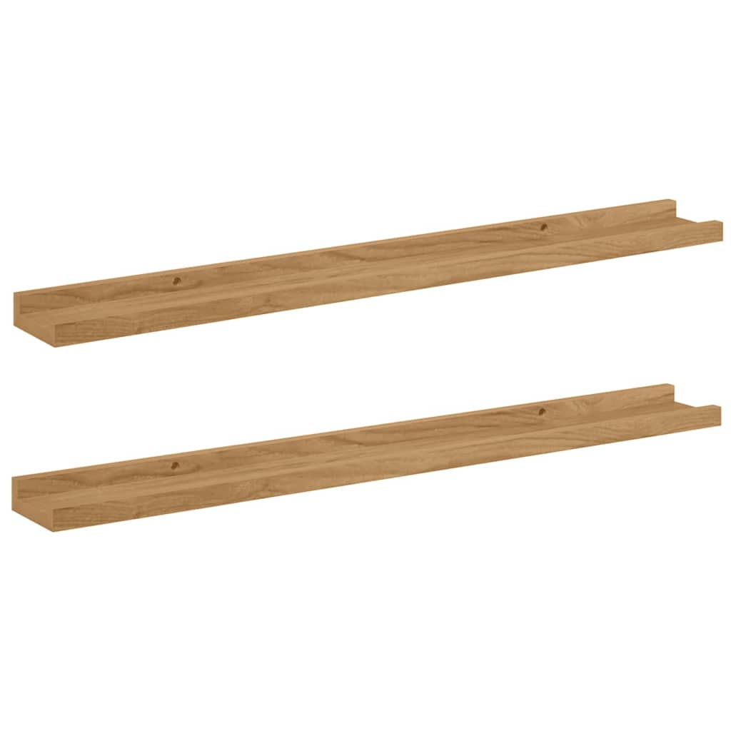 Vägg hylla 2 st Brun 80 x 9 x 3 cm Konstruerat trä