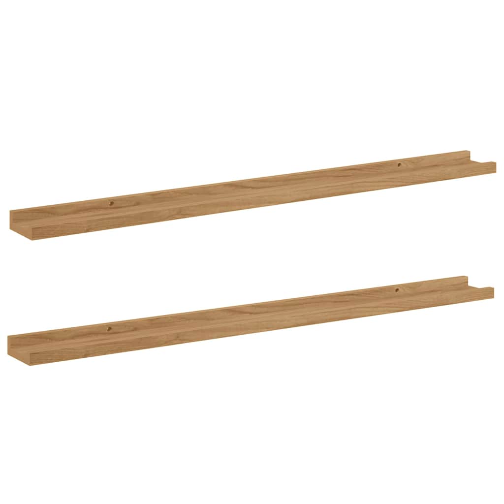 Vägg hylla 2 st Brun 100 x 9 x 3 cm Konstruerat trä