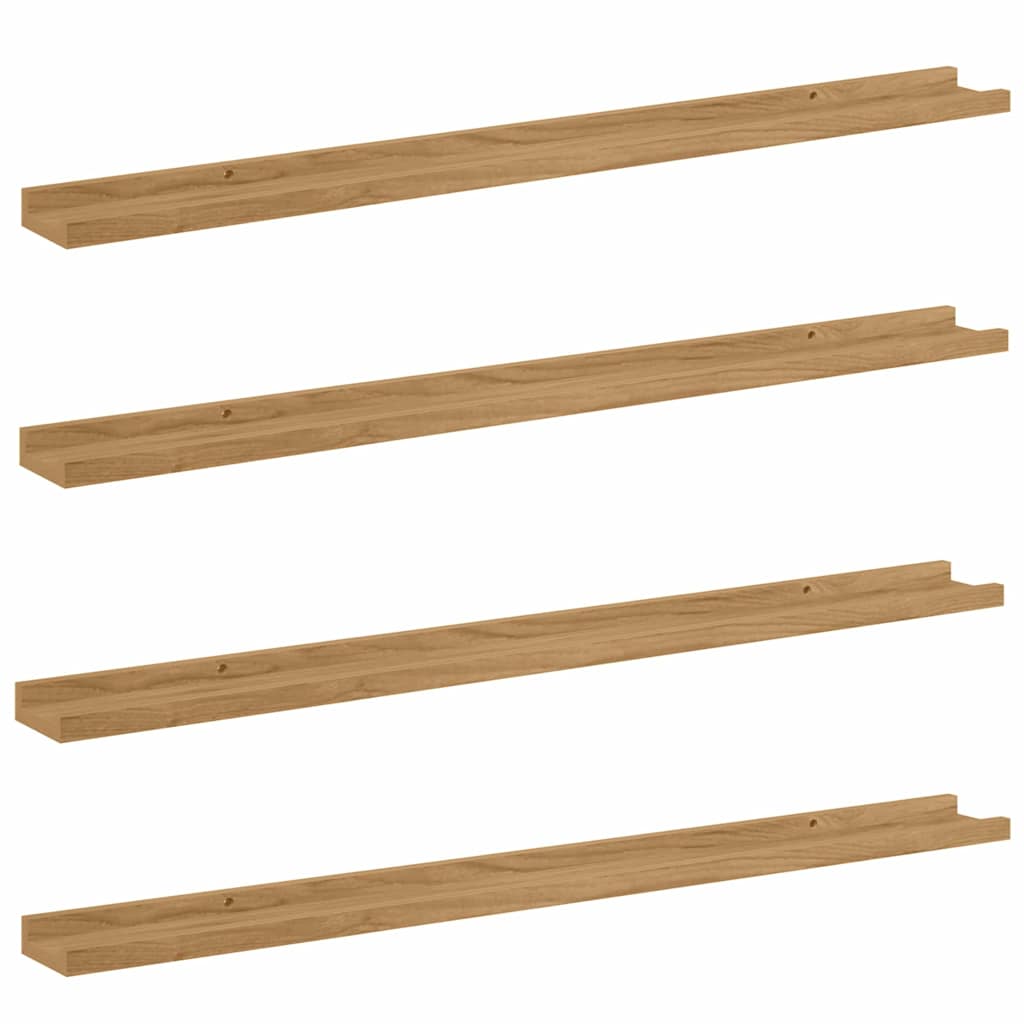 Vägg hylla 4 st Brun 100 x 9 x 3 cm Konstruerat trä