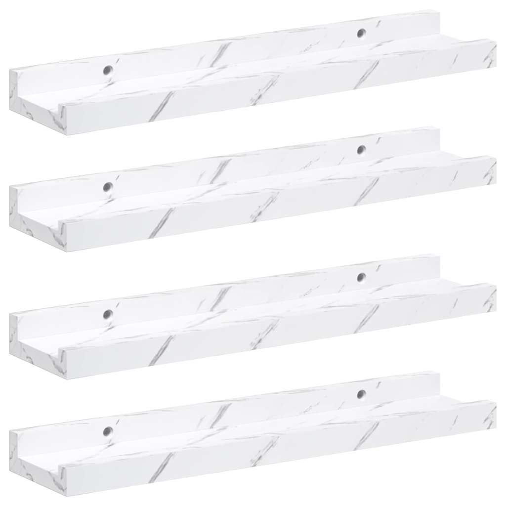 Vägg hylla 4 st Vit marmor 40 x 9 x 3 cm Konstruerat trä