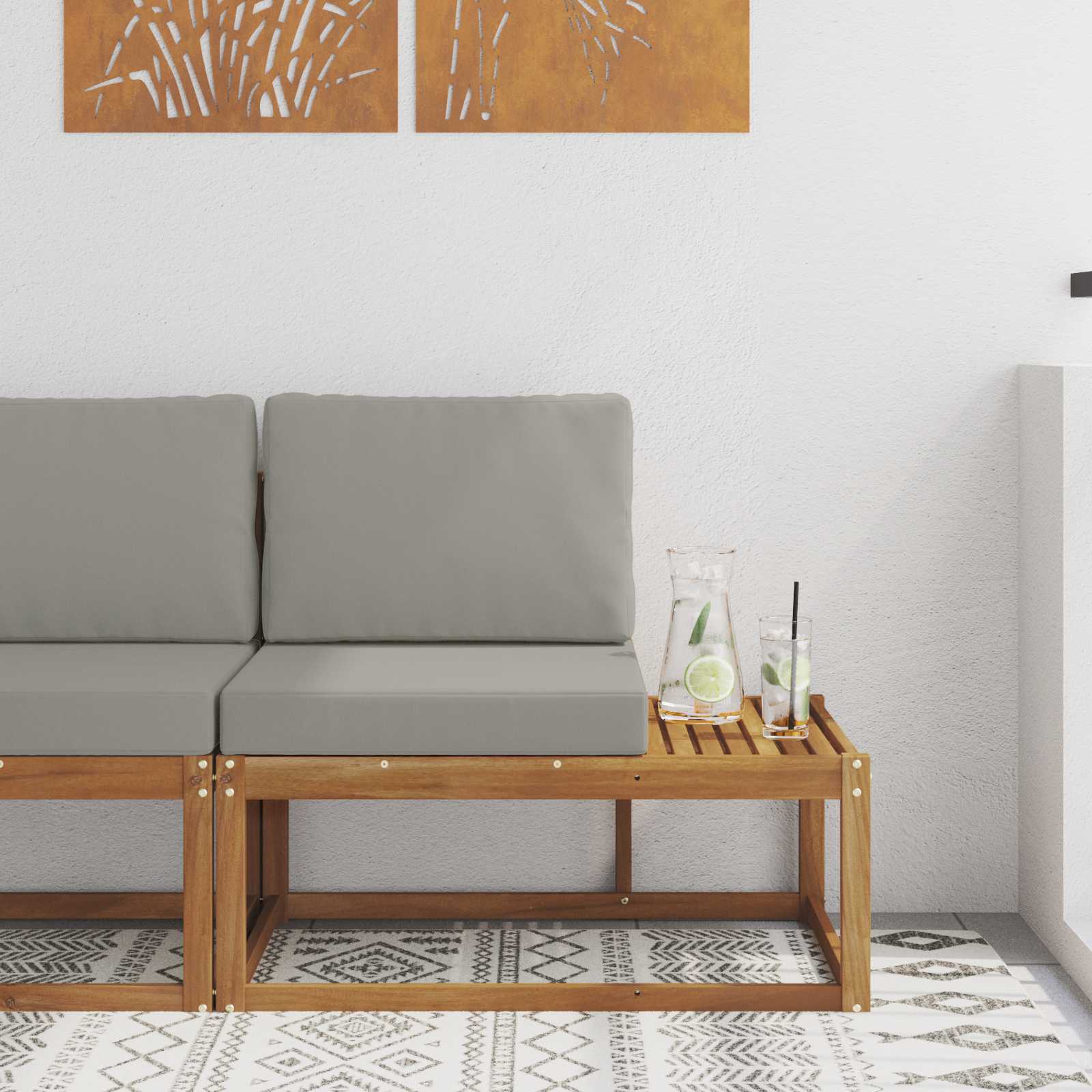 Modulsoffa utomhus Naturfärg 91 x 63 x 73 cm Massivt Akaciaträ