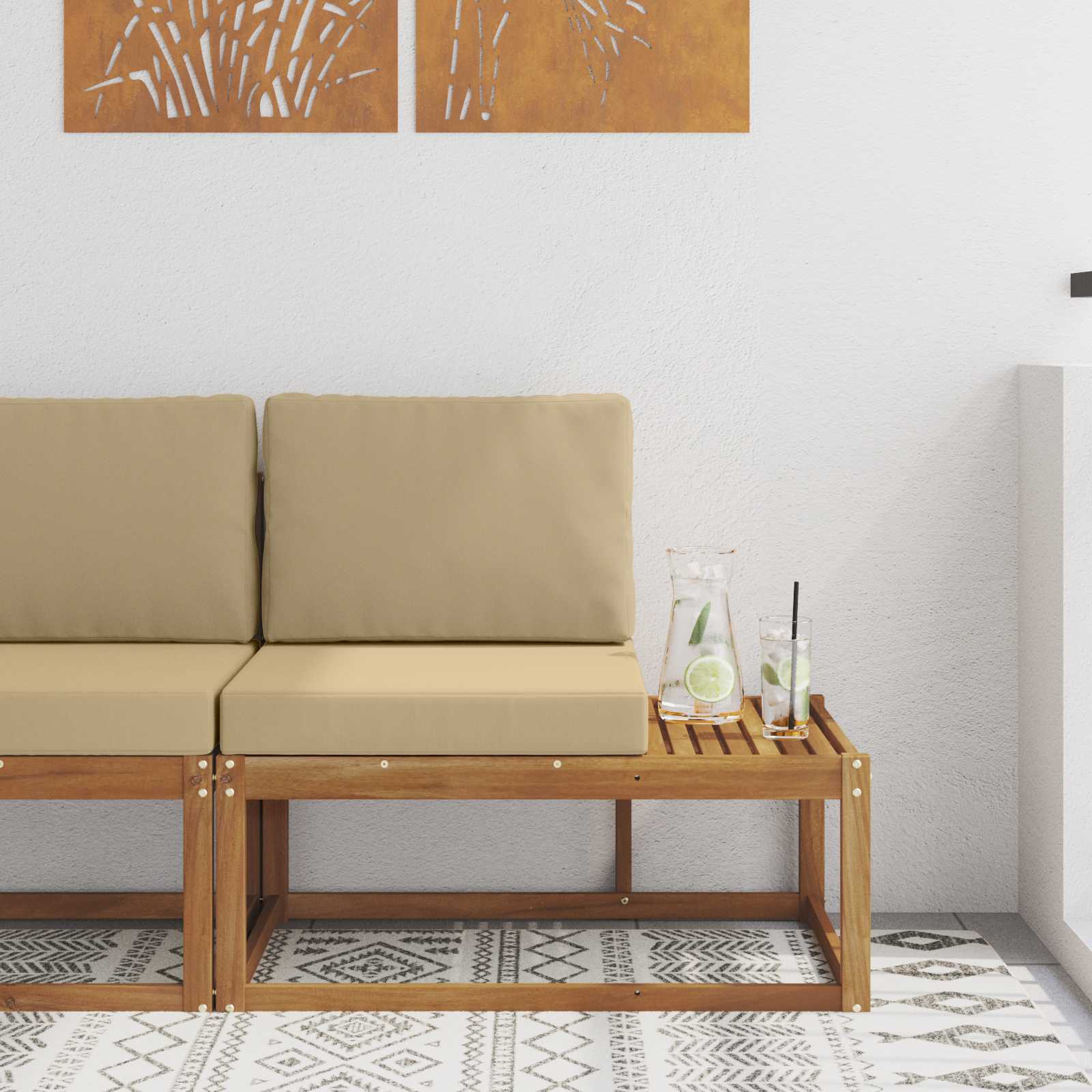 Modulsoffa utomhus Naturfärg 91 x 63 x 73 cm Massivt Akaciaträ