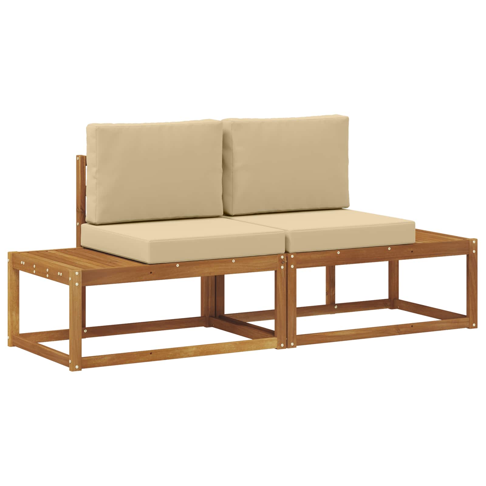 Modulsoffa utomhus med kudde 2 Stycke Naturlig och Beige