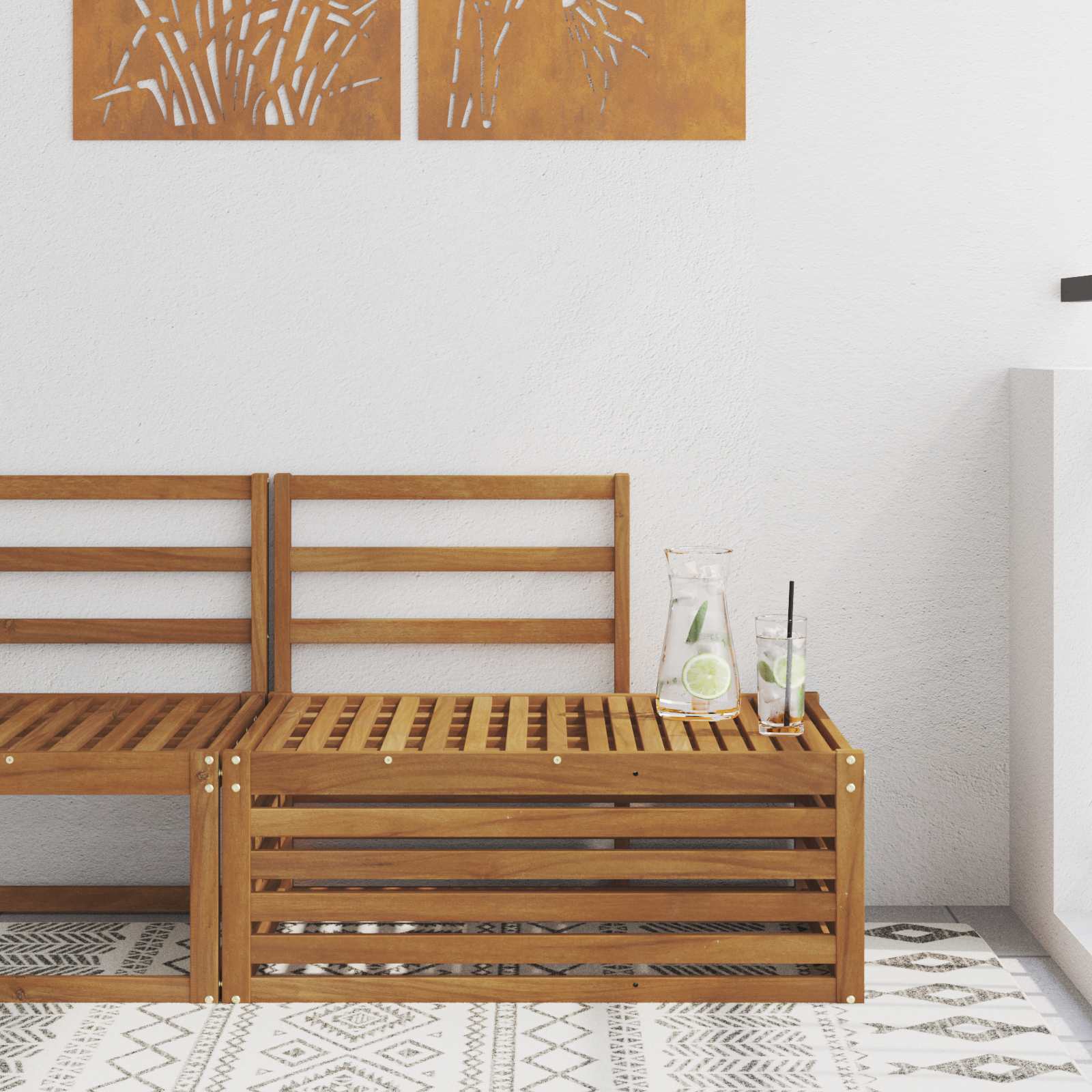 Modulsoffa utomhus Naturfärg 91 x 63 x 73 cm Massivt Akaciaträ