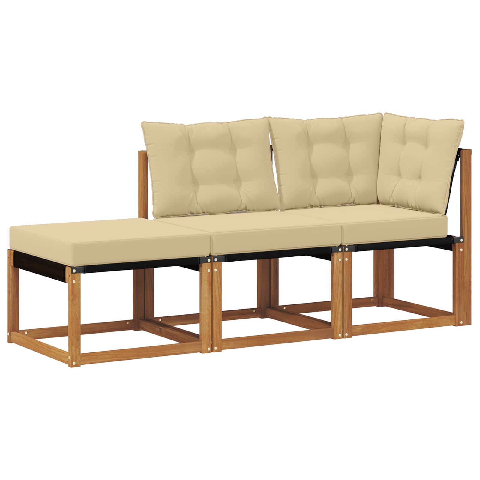 Modulsoffa utomhus med kudde 3 Stycke Naturlig och Beige