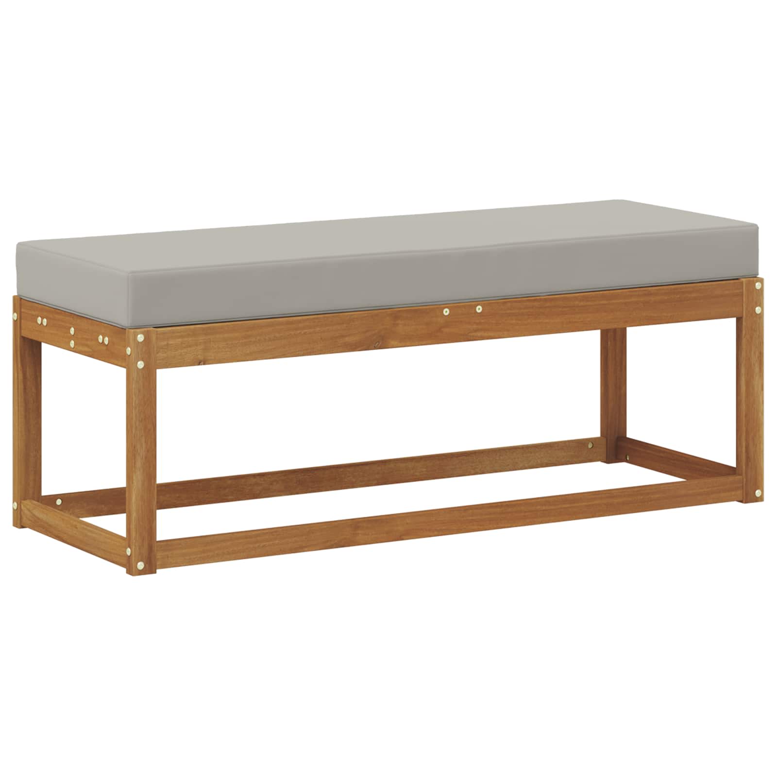 Pallbänk med kudde Naturlig och Ljus Grå 115 x 43 x 37 cm