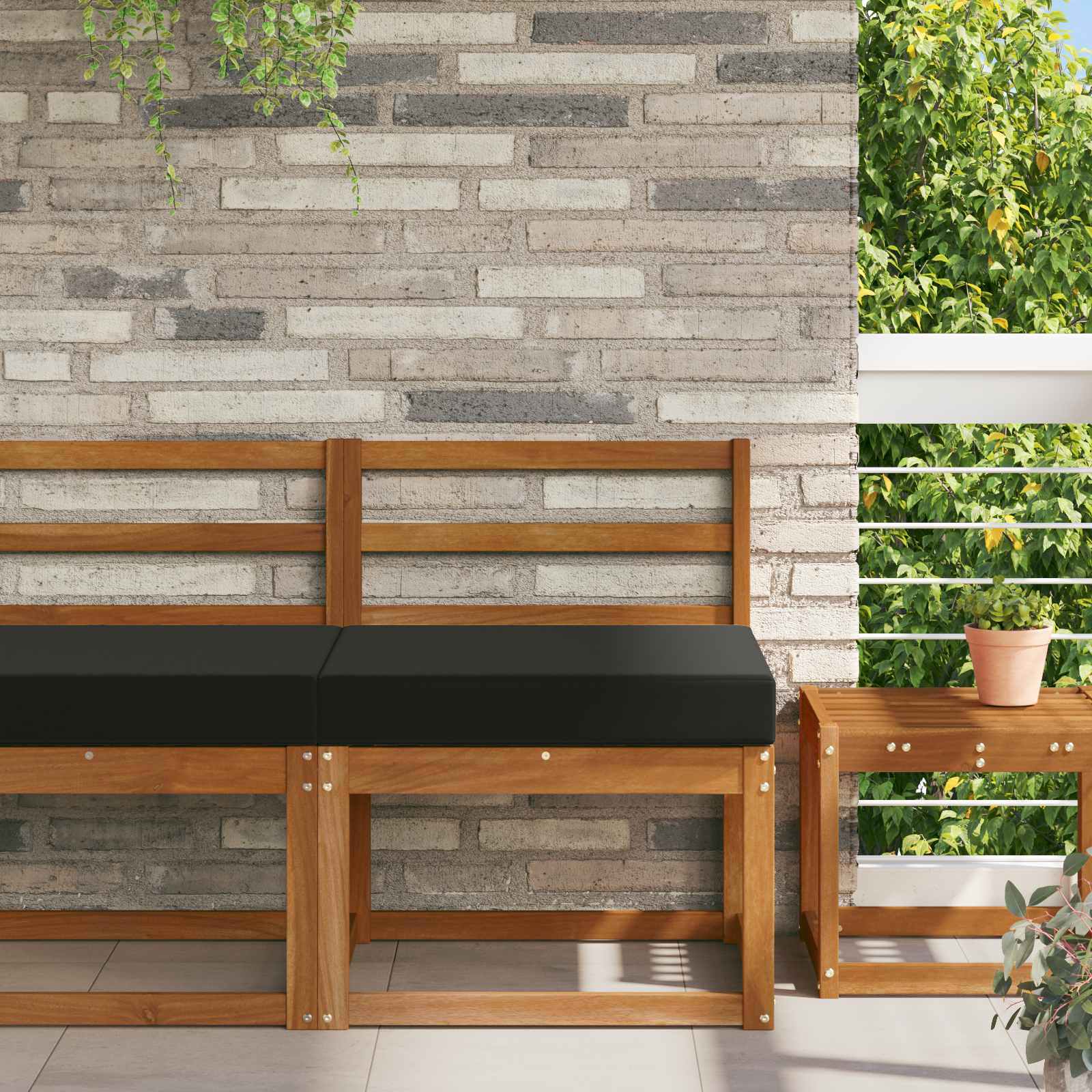 Utomhus Soffa Kudde Svart 60 x 60 x 8 cm Polyester