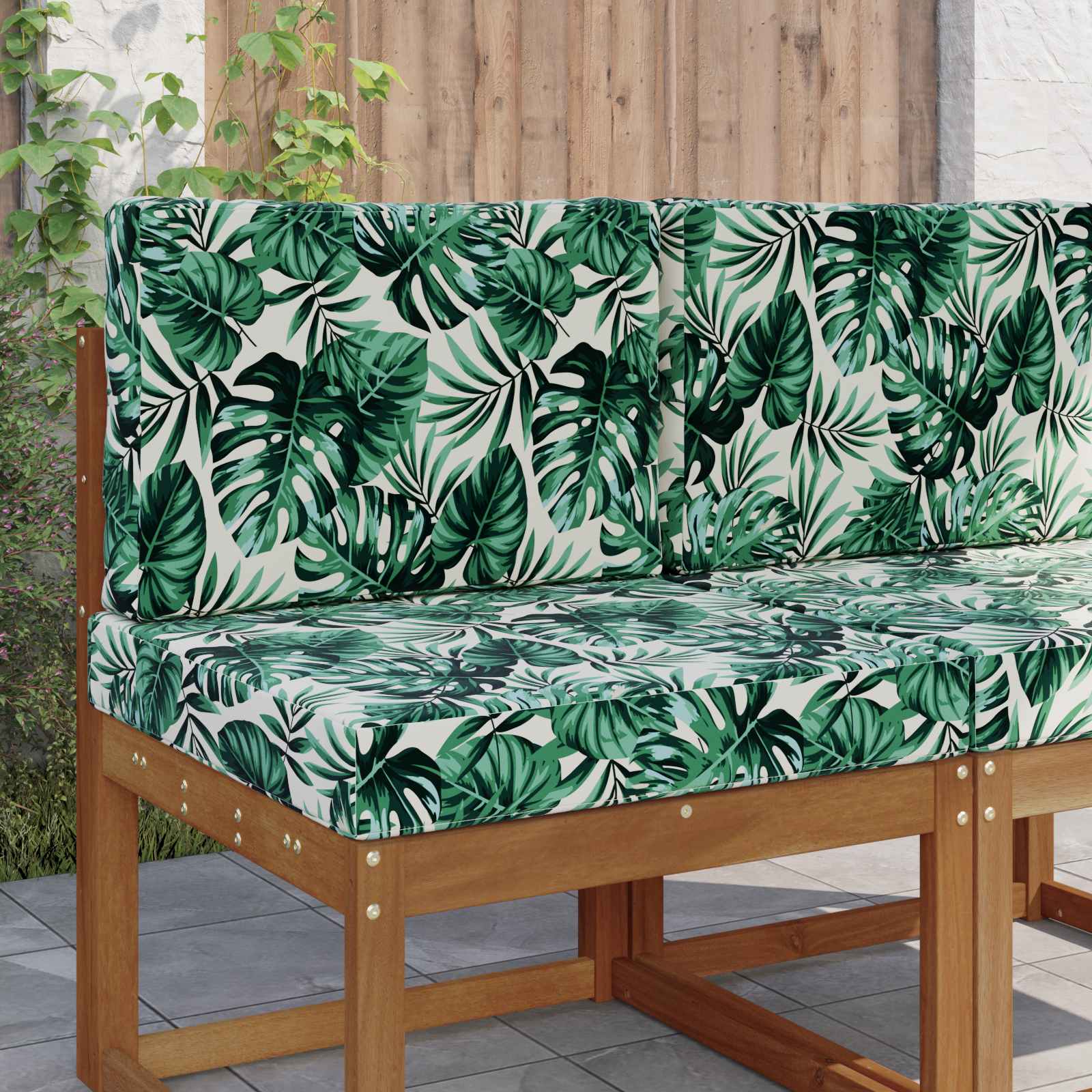 Utomhus Soffa Kudde Polyester Bladmönster 60 x 60 x 8 cm