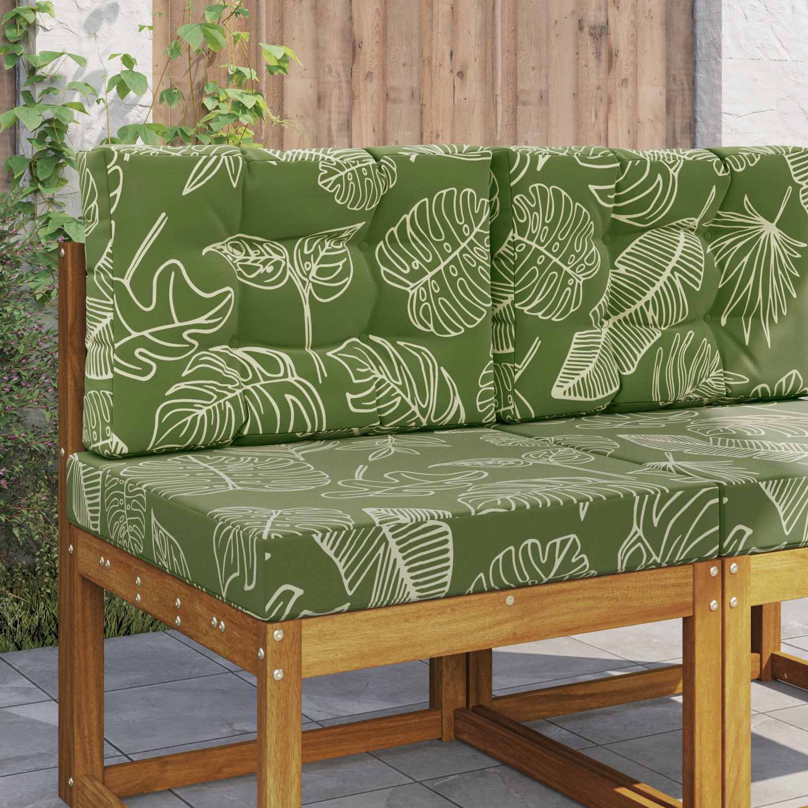 Utomhus Soffa Kudde Polyester Bladdesign 60 x 60 x 8 cm
