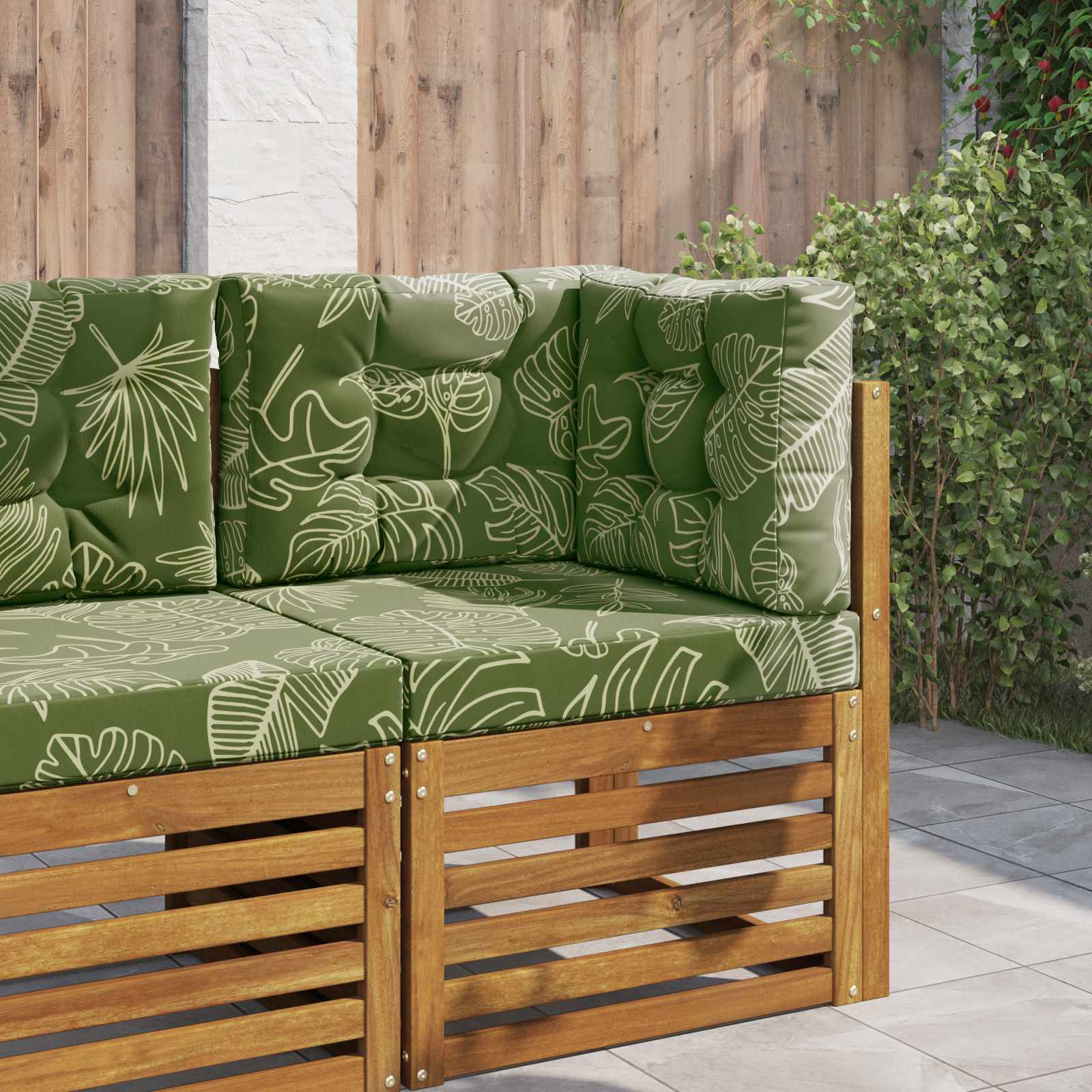 Utomhus Soffa Kudde Polyester Bladdesign 60 x 60 x 8 cm