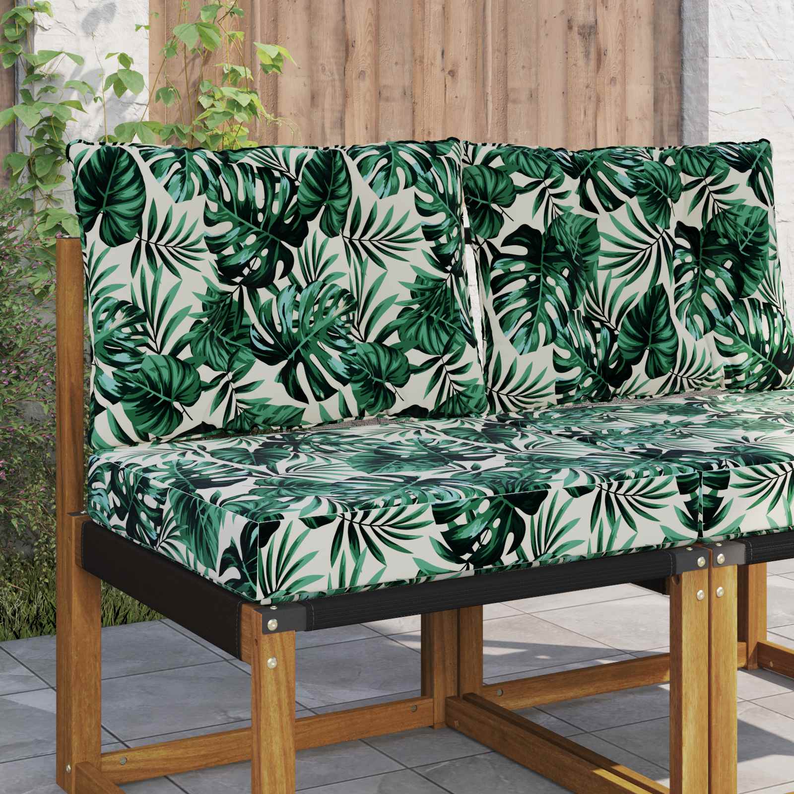 Utomhus Soffa Kudde Polyester Bladmönster 60 x 50,5 x 8 cm