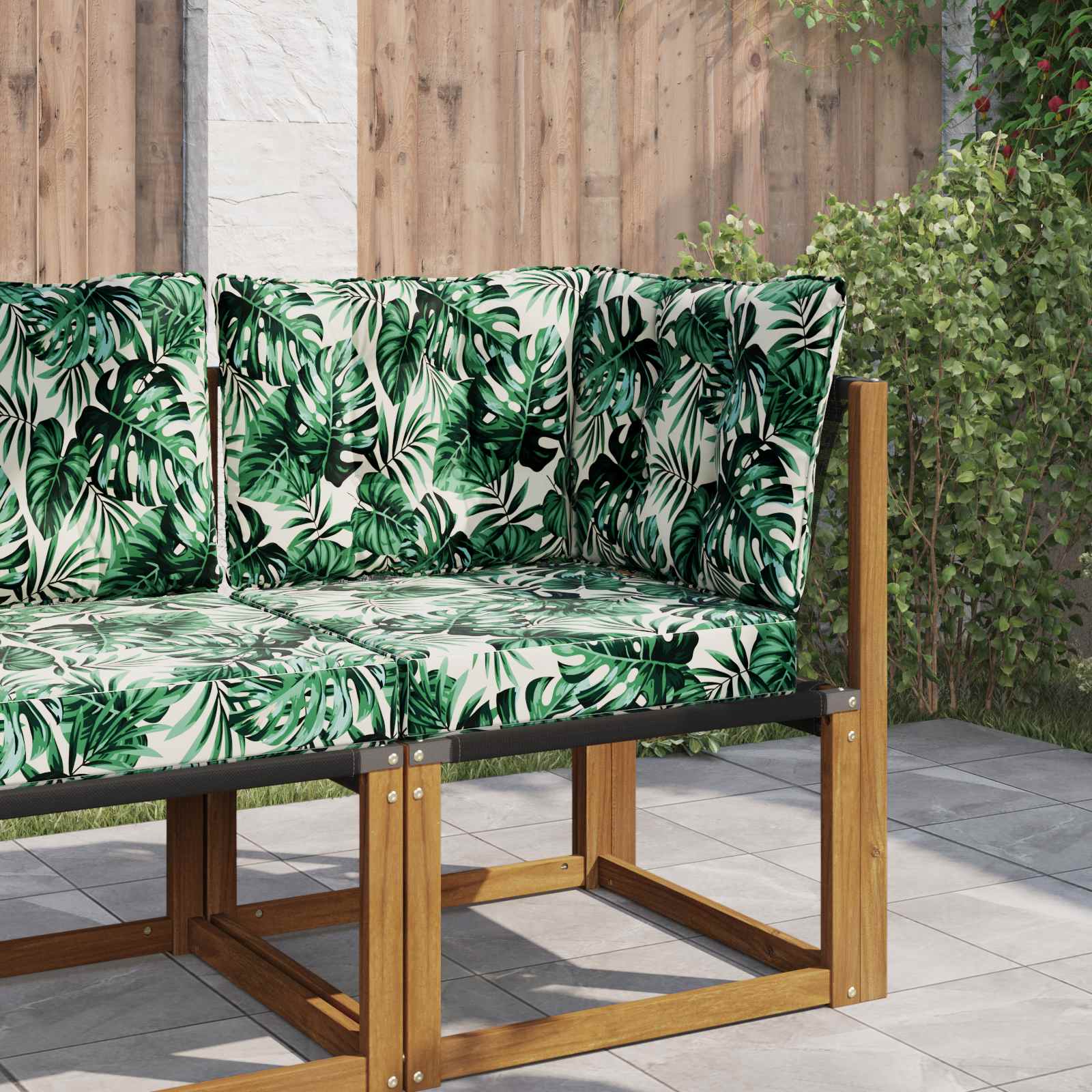 Utomhus Soffa Kudde Polyester Bladmönster 60 x 40 x 10 cm