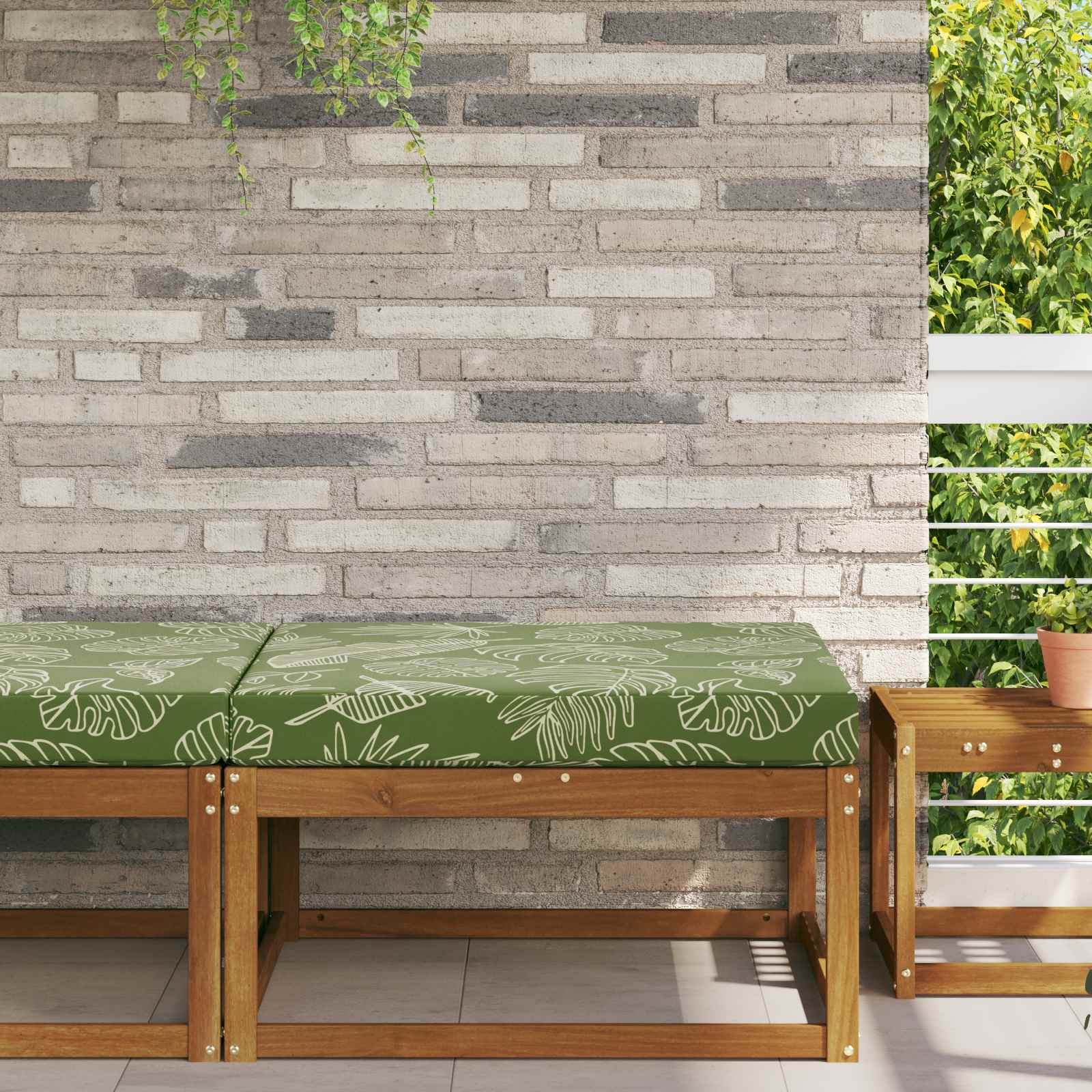 Utomhus Soffa Kudde Bladdesign 80 x 80 x 8 cm Polyester