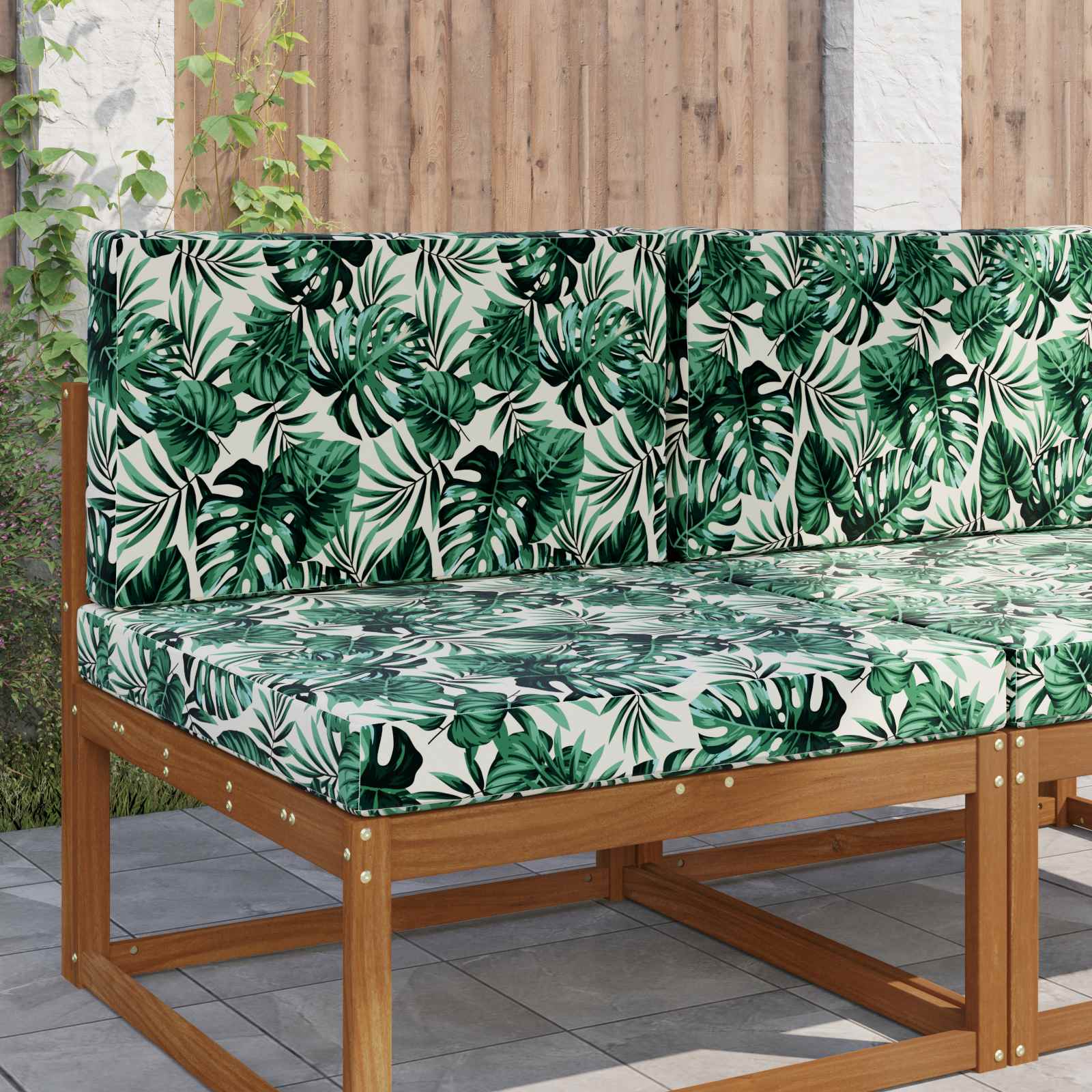Utomhus Soffa Kudde Polyester Bladmönster 80 x 80 x 8 cm