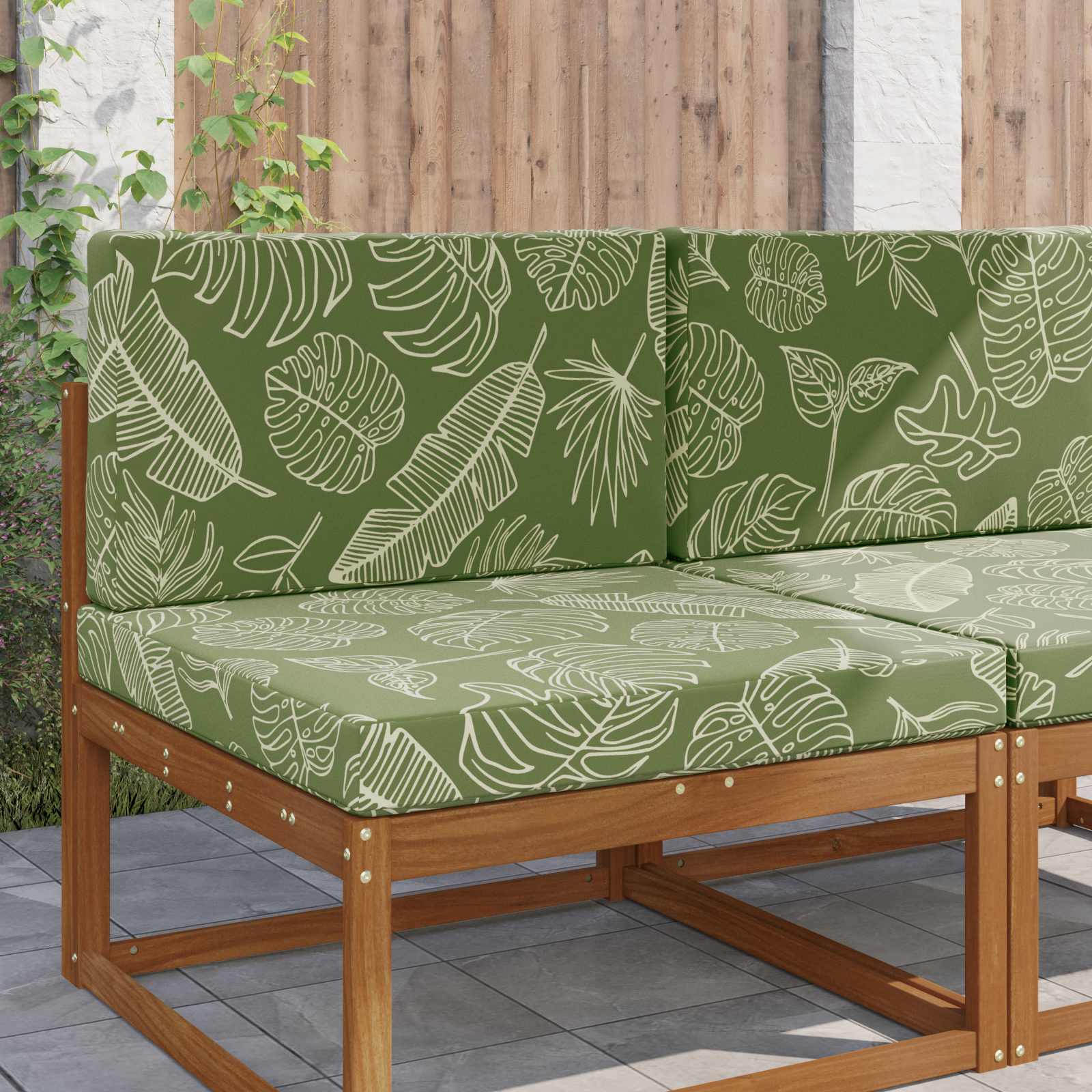 Utomhus Soffa Kudde Polyester Bladdesign 80 x 80 x 8 cm