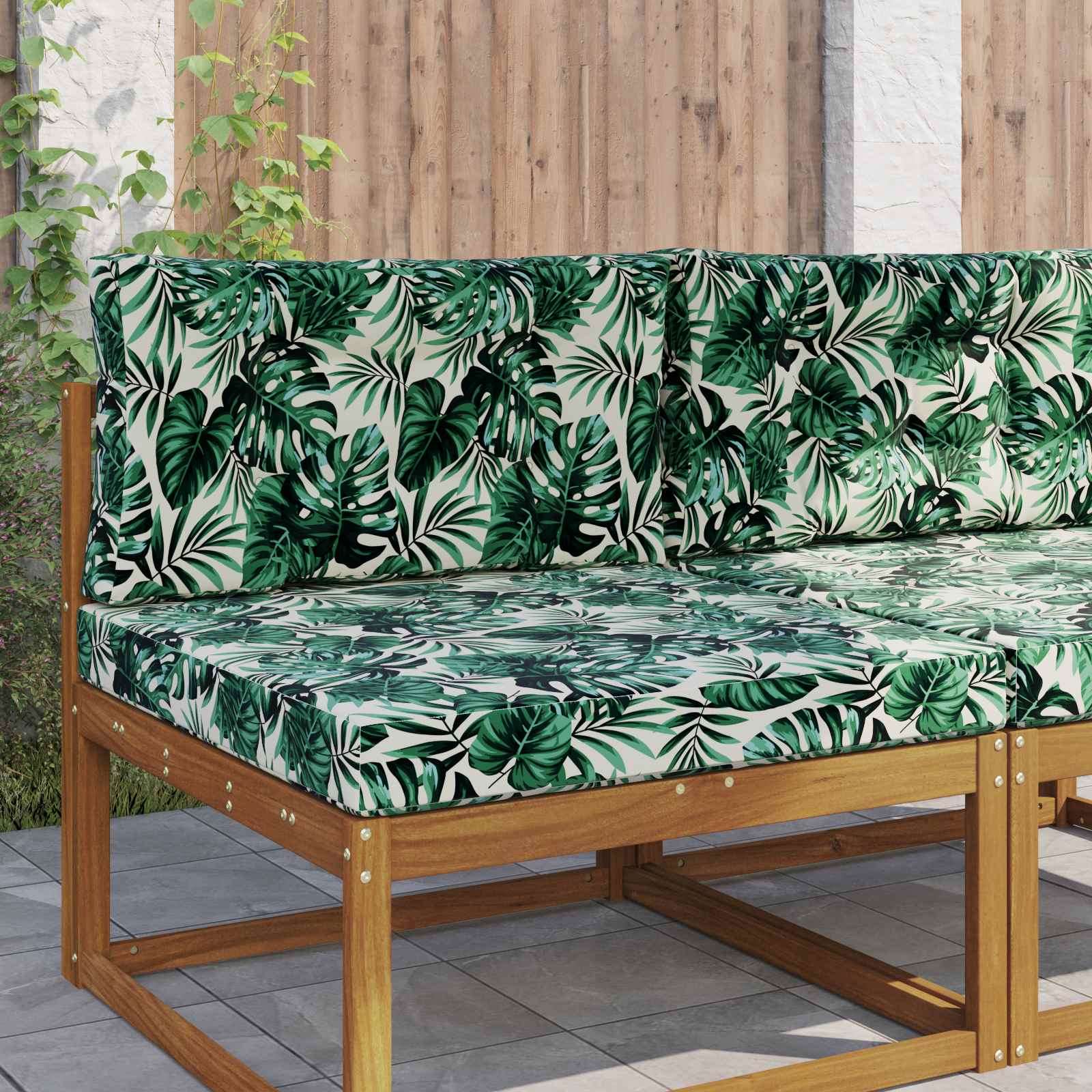 Utomhus Soffa Kudde Polyester Bladmönster 80 x 80 x 8 cm