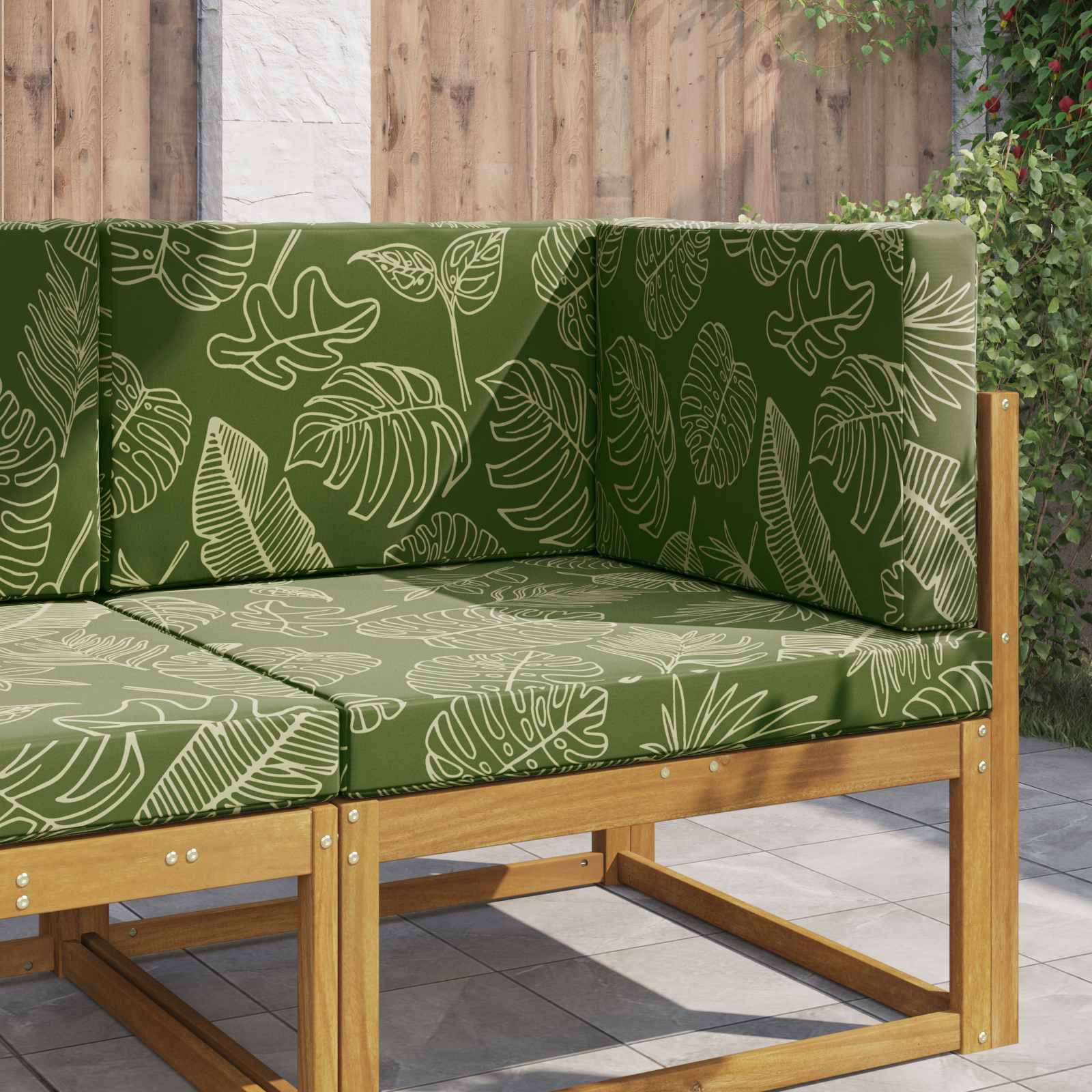 Utomhus Soffa Kudde Polyester Bladdesign 80 x 80 x 8 cm