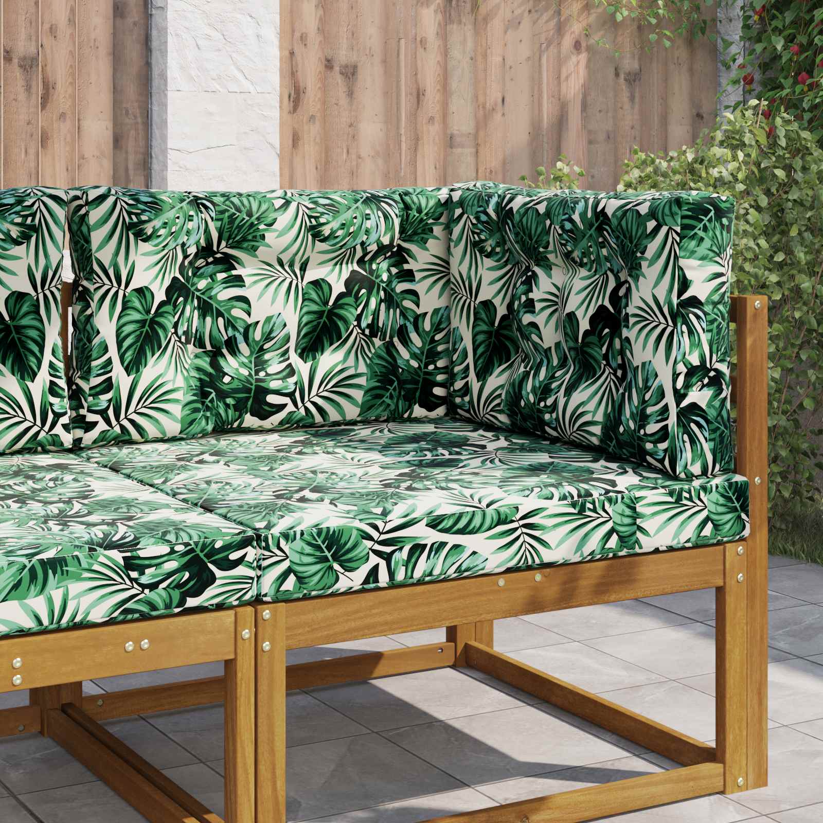 Utomhus Soffa Kudde Polyester Bladmönster 80 x 80 x 8 cm
